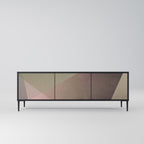 BEIGE GEOMETRY TV-Lowboard mit 3 Türen in Schwarz