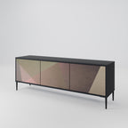 BEIGE GEOMETRY TV-Lowboard mit 3 Türen in Schwarz