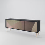 BEIGE GEOMETRY TV-Lowboard mit 3 Türen in Schwarz