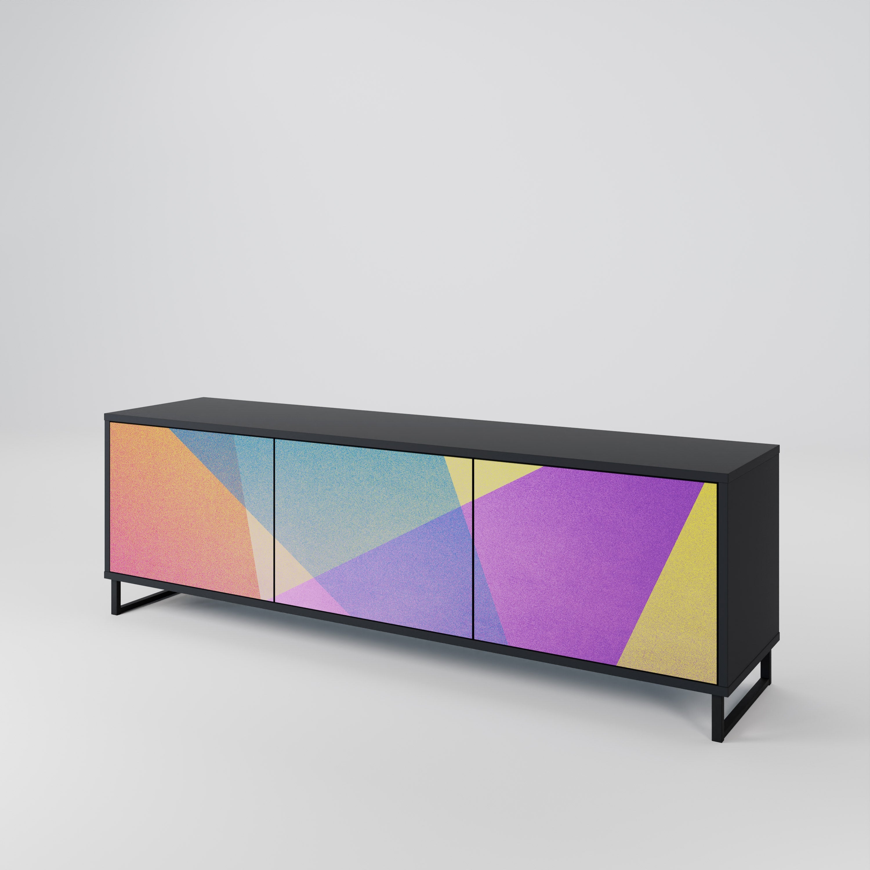 BRIGHT GEOMETRY TV-Lowboard mit 3 Türen in Schwarz