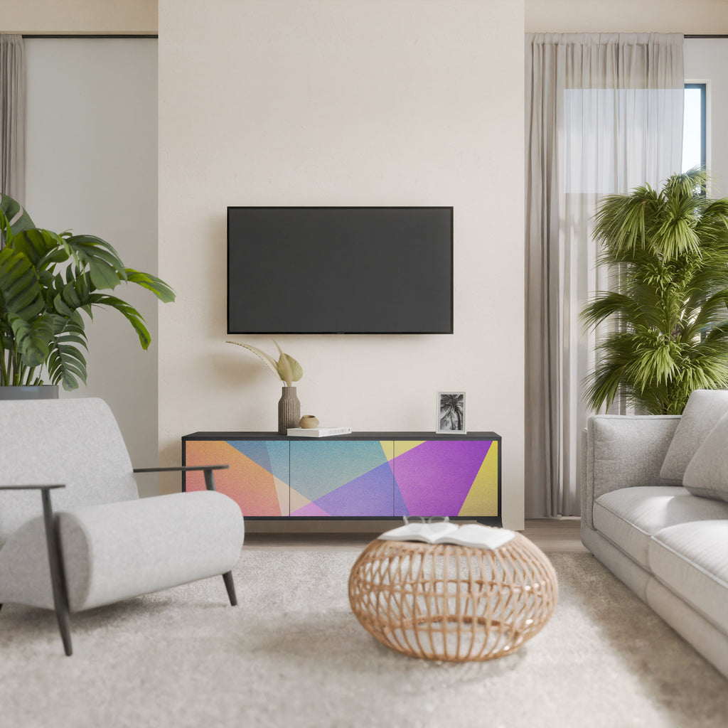 BRIGHT GEOMETRY TV-Lowboard mit 3 Türen in Schwarz