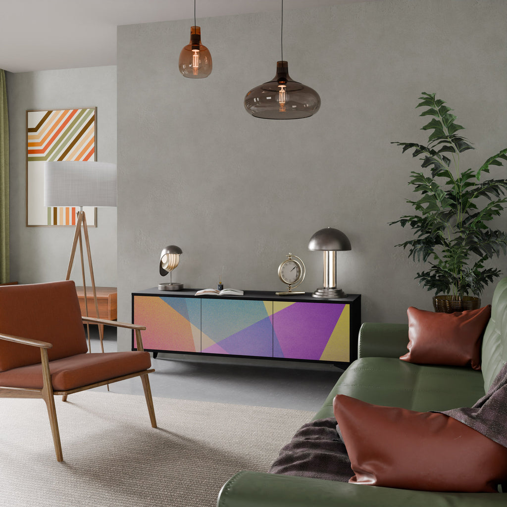 BRIGHT GEOMETRY TV-Lowboard mit 3 Türen in Schwarz