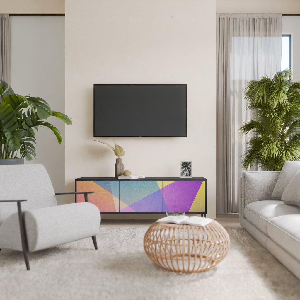 BRIGHT GEOMETRY TV-Lowboard mit 3 Türen in Schwarz