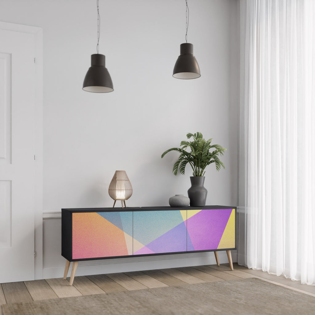 BRIGHT GEOMETRY TV-Lowboard mit 3 Türen in Schwarz