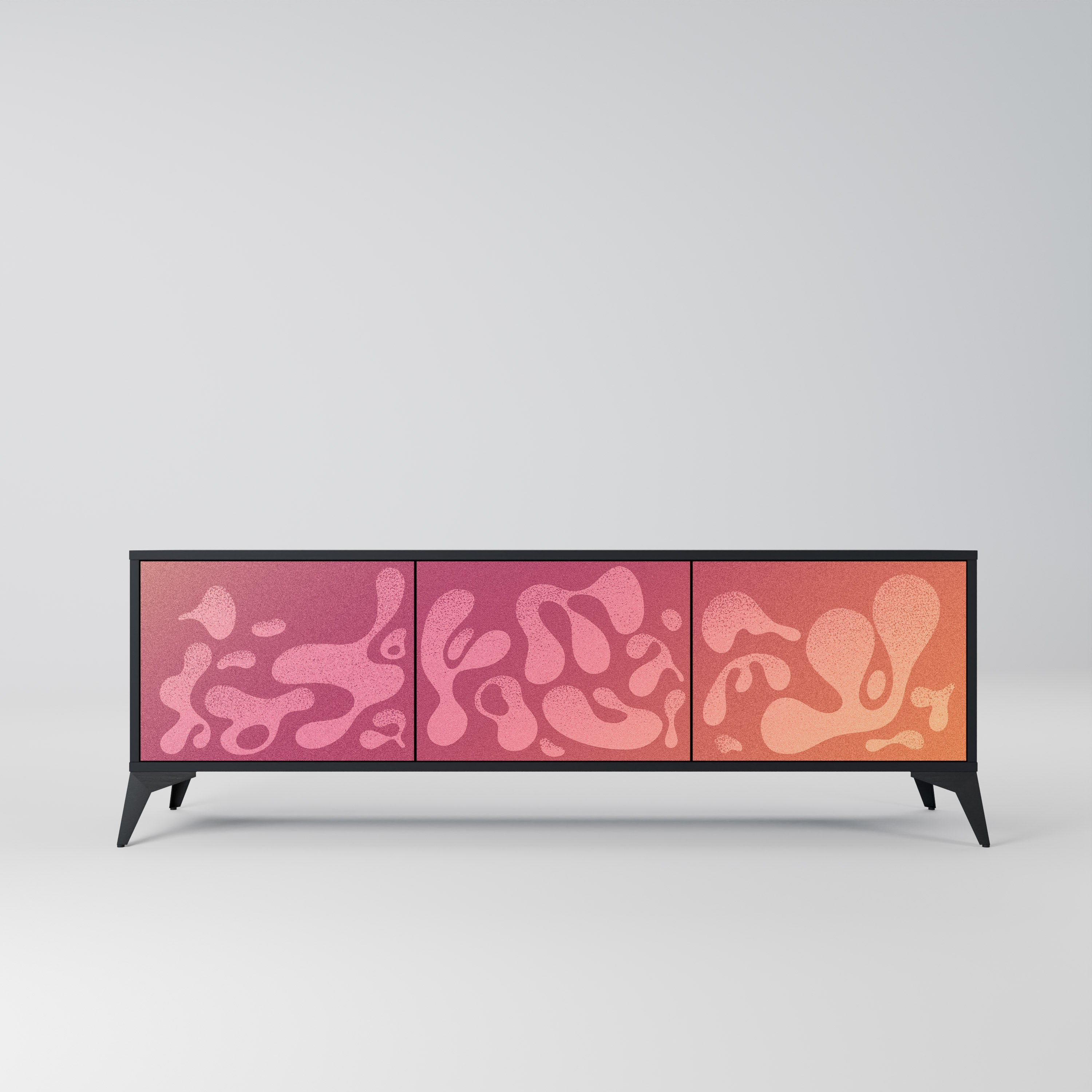 IRREGULAR PINK TV-Lowboard mit 3 Türen in Schwarz