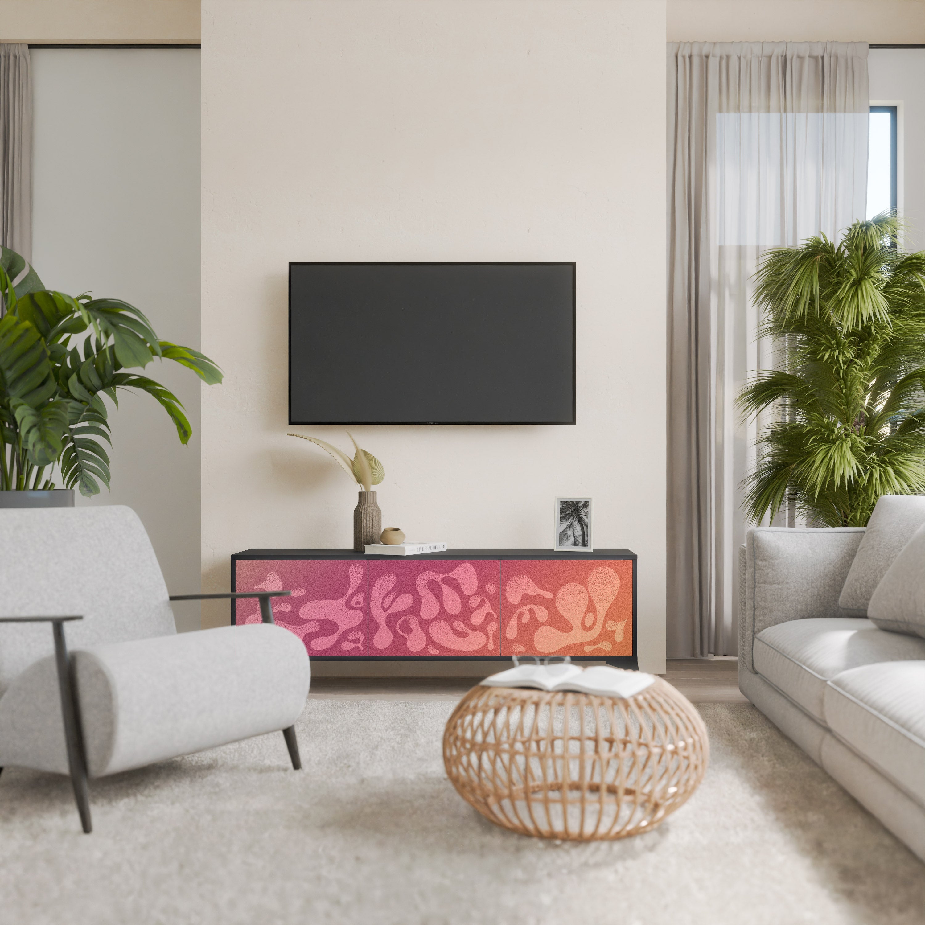 IRREGULAR PINK TV-Lowboard mit 3 Türen in Schwarz