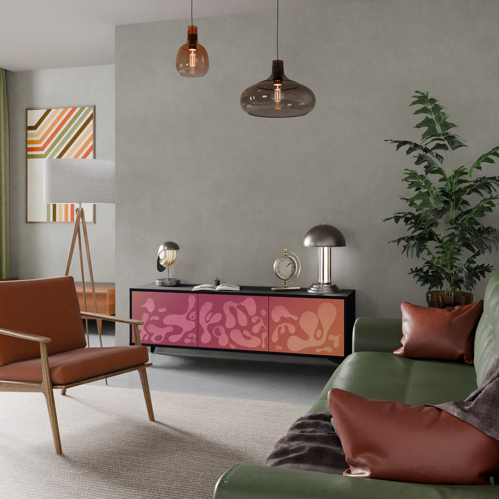 IRREGULAR PINK TV-Lowboard mit 3 Türen in Schwarz