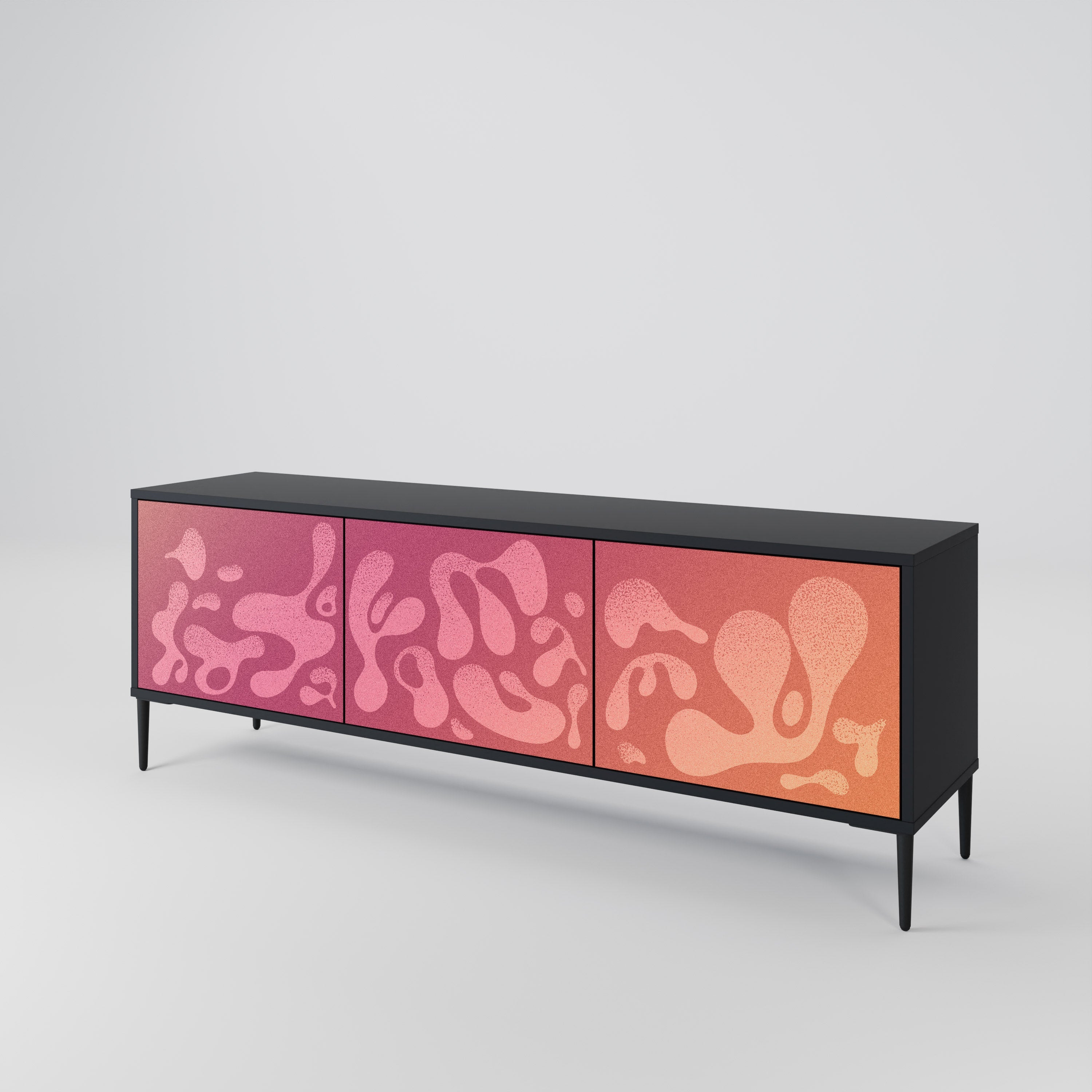 IRREGULAR PINK TV-Lowboard mit 3 Türen in Schwarz