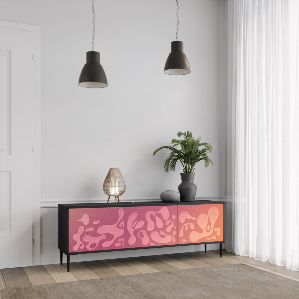 IRREGULAR PINK TV-Lowboard mit 3 Türen in Schwarz