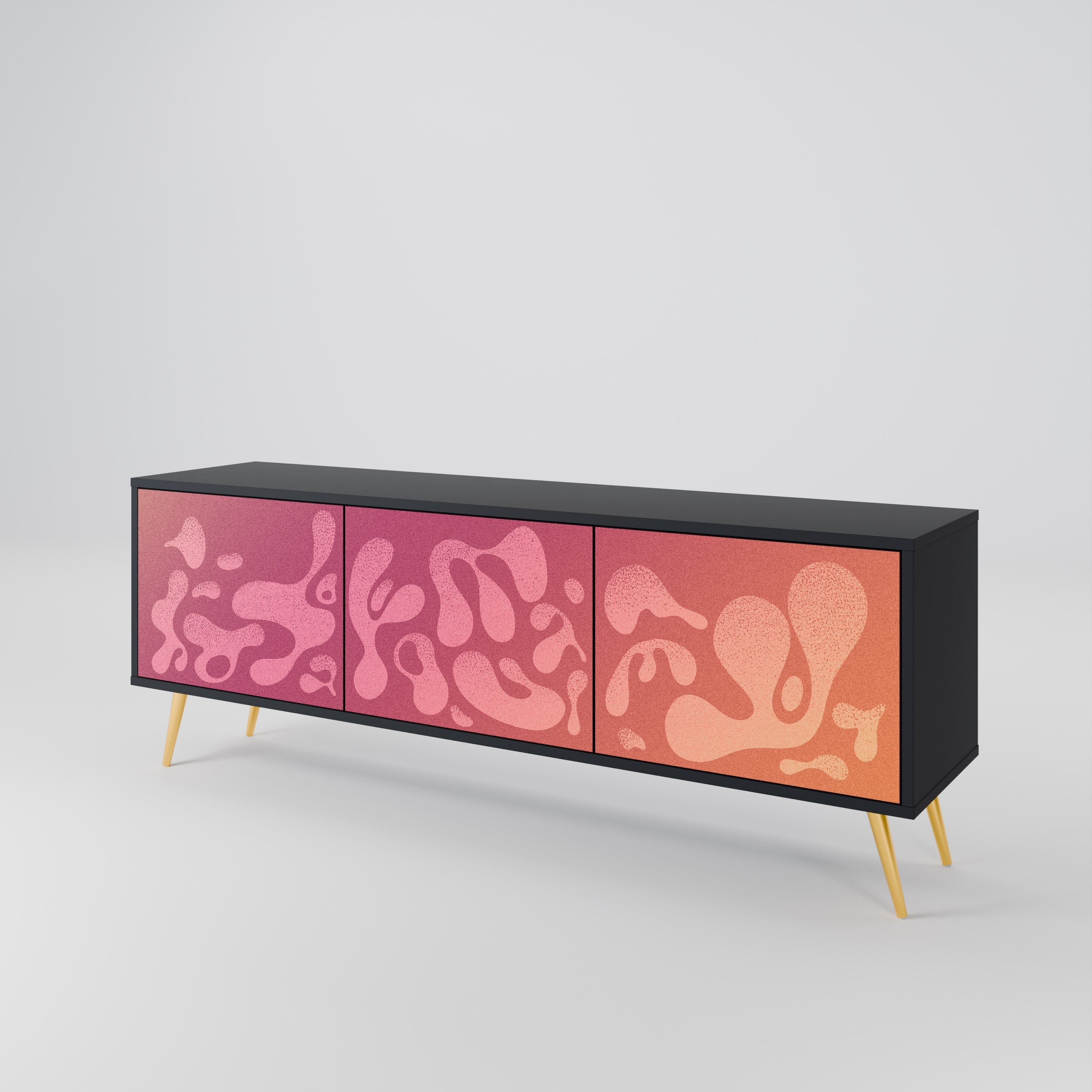 IRREGULAR PINK TV-Lowboard mit 3 Türen in Schwarz