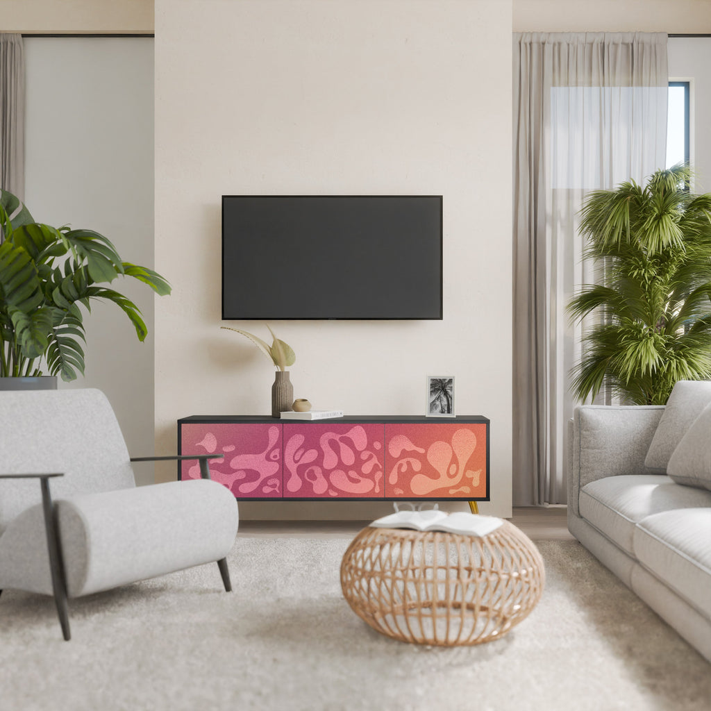 IRREGULAR PINK TV-Lowboard mit 3 Türen in Schwarz