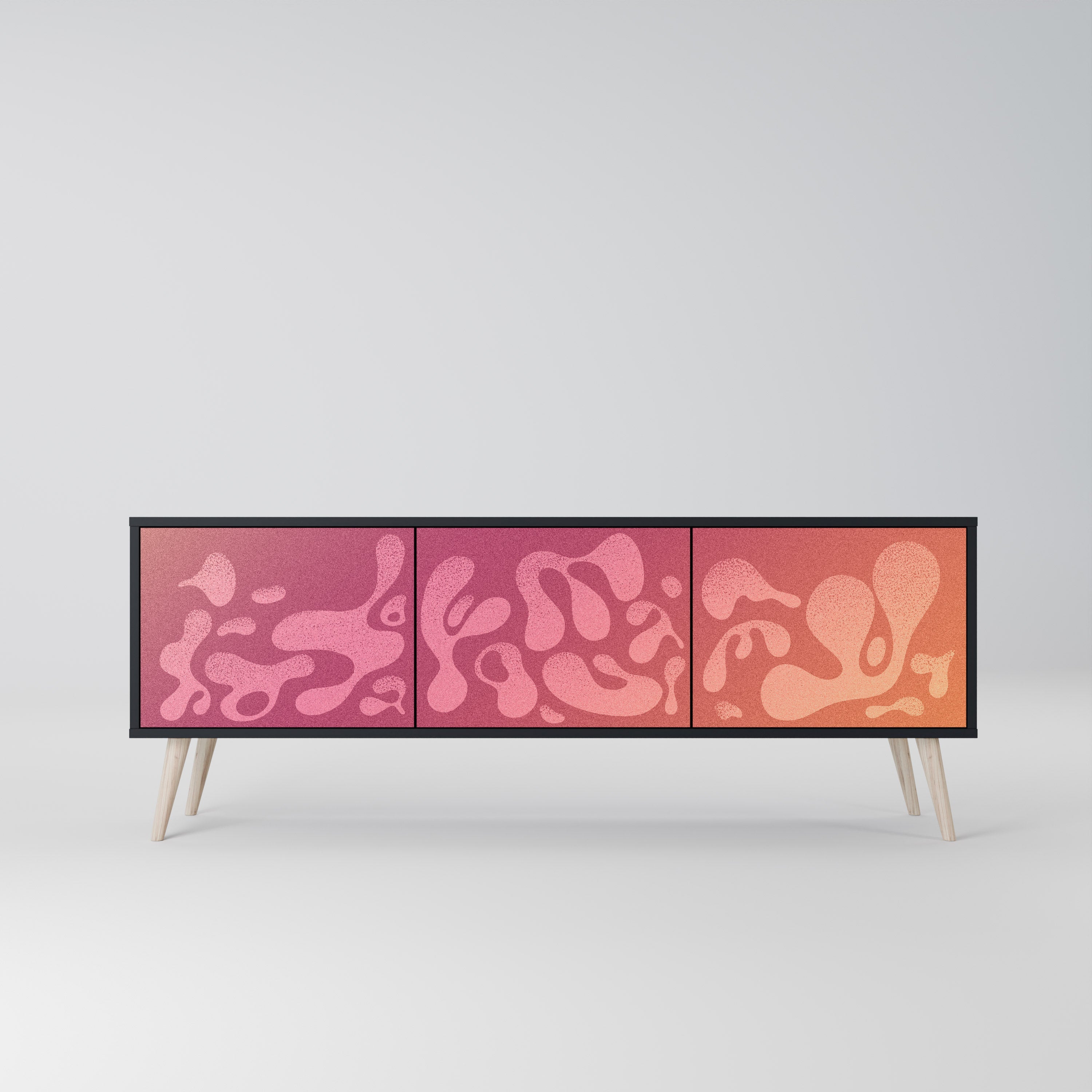 IRREGULAR PINK TV-Lowboard mit 3 Türen in Schwarz