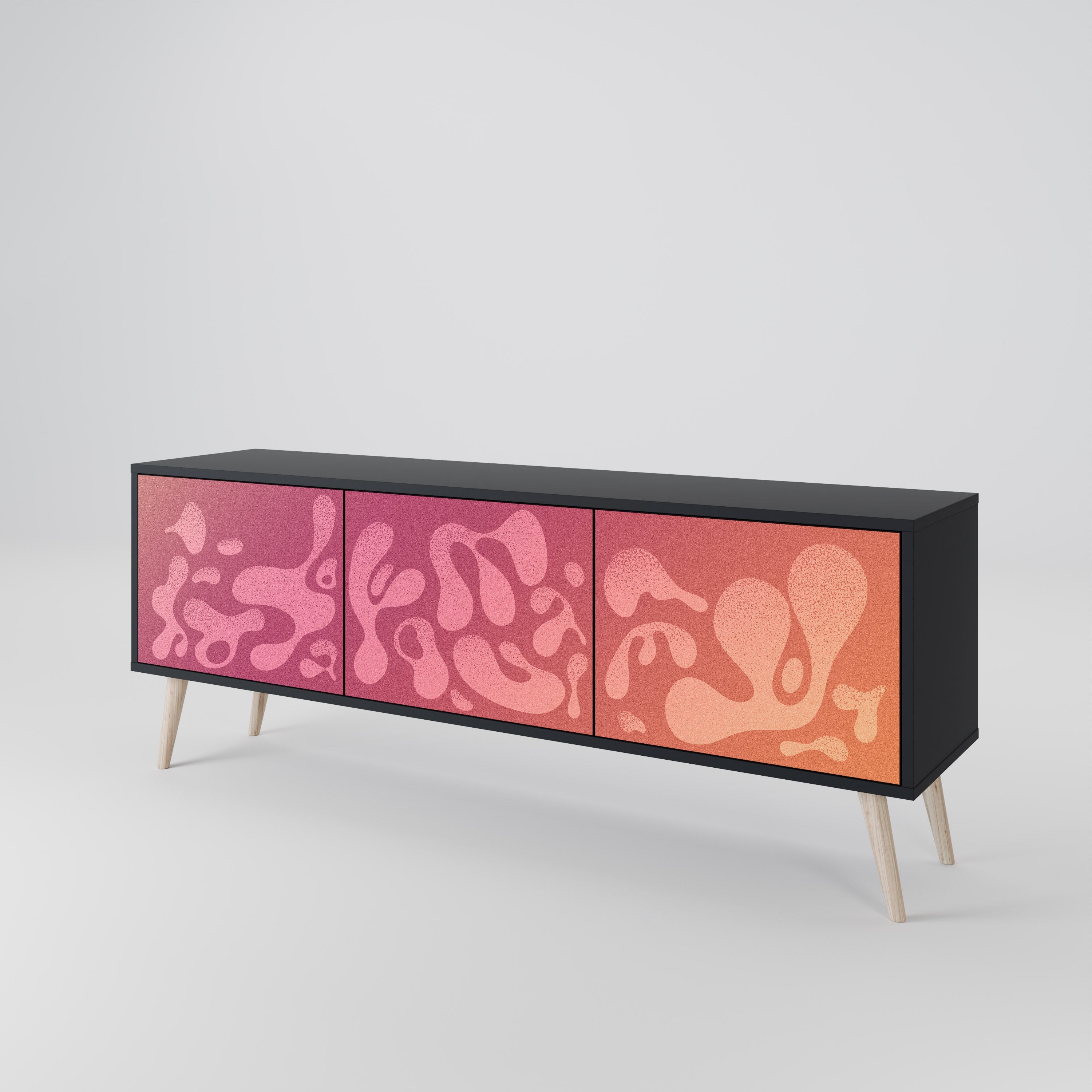 IRREGULAR PINK TV-Lowboard mit 3 Türen in Schwarz