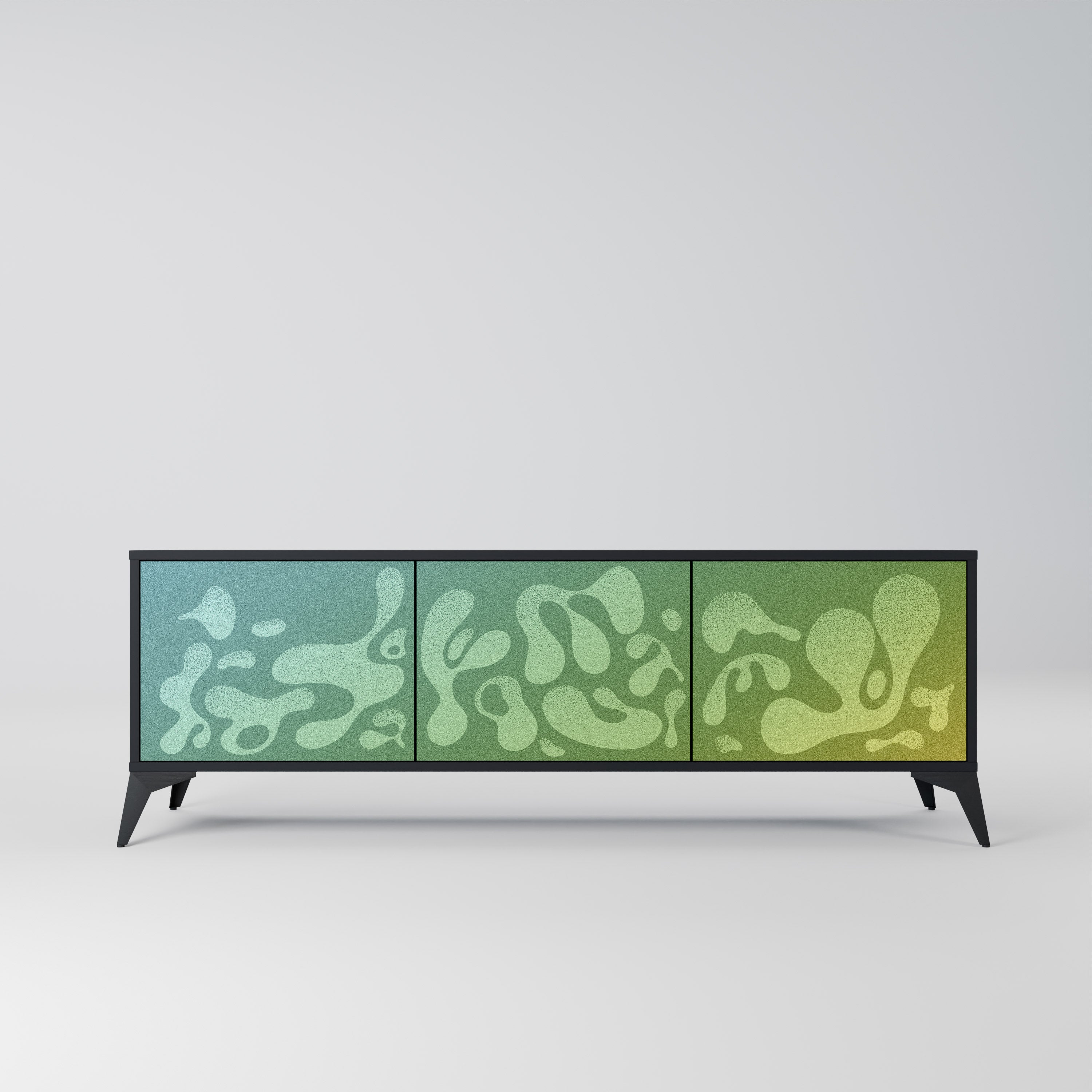 IRREGULAR BLUE TV-Lowboard mit 3 Türen in Schwarz