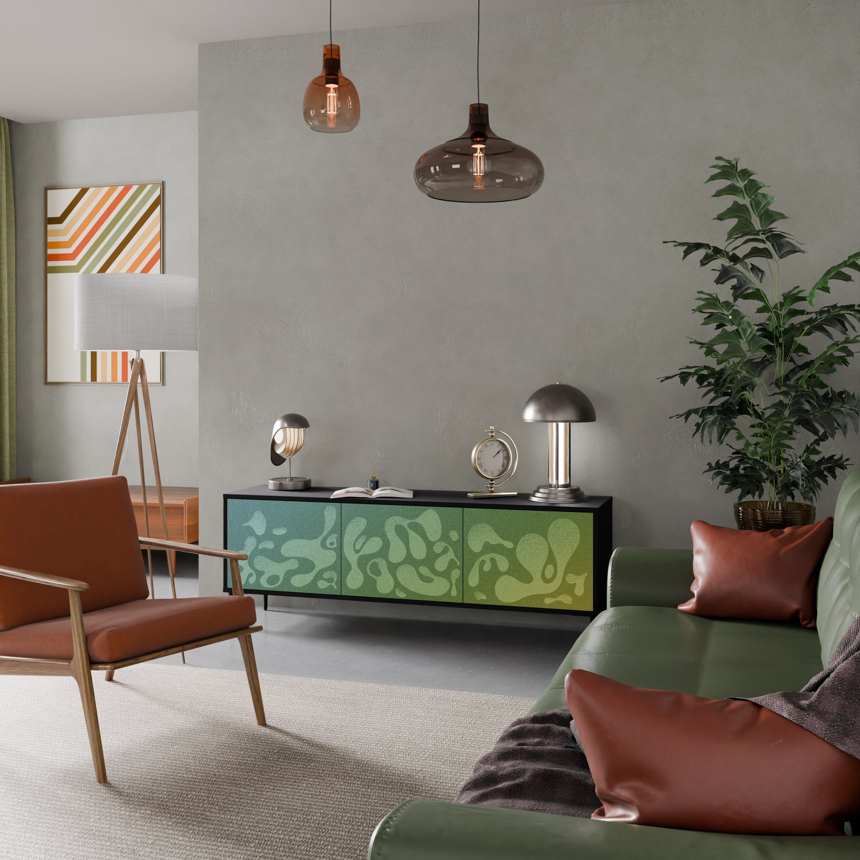 IRREGULAR BLUE TV-Lowboard mit 3 Türen in Schwarz