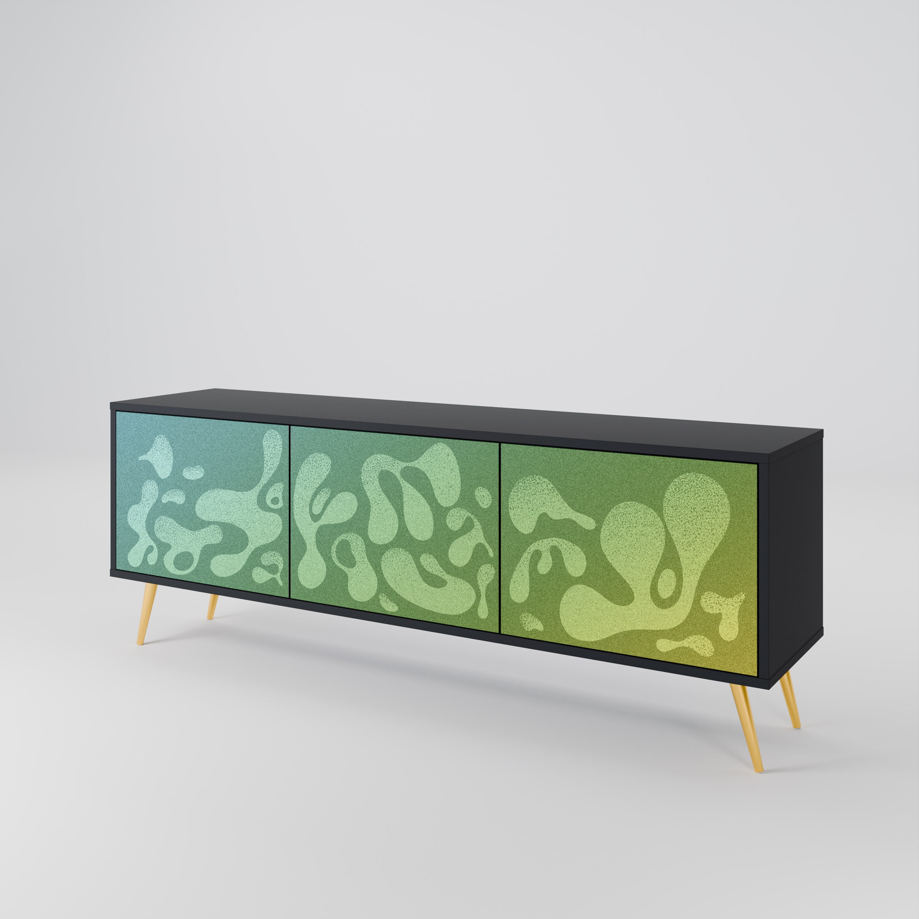 IRREGULAR BLUE TV-Lowboard mit 3 Türen in Schwarz