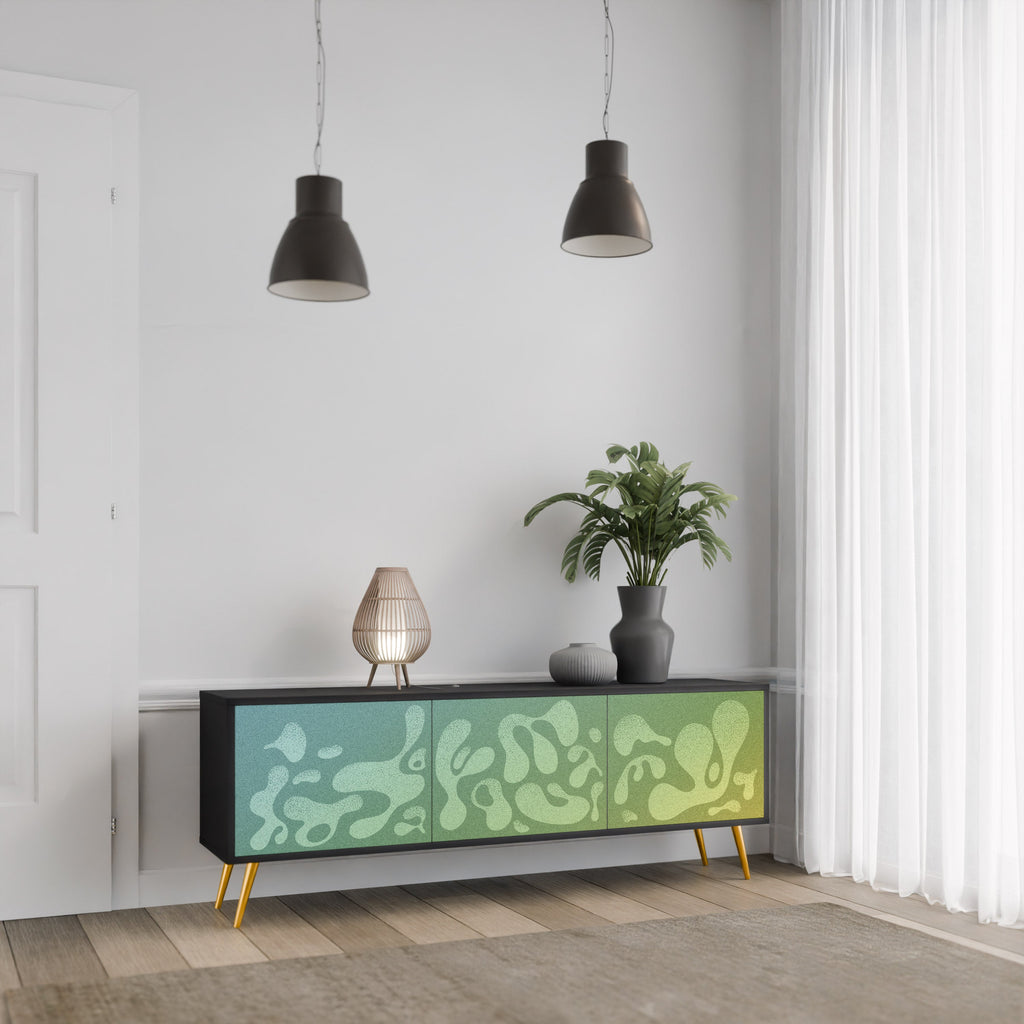 IRREGULAR BLUE TV-Lowboard mit 3 Türen in Schwarz