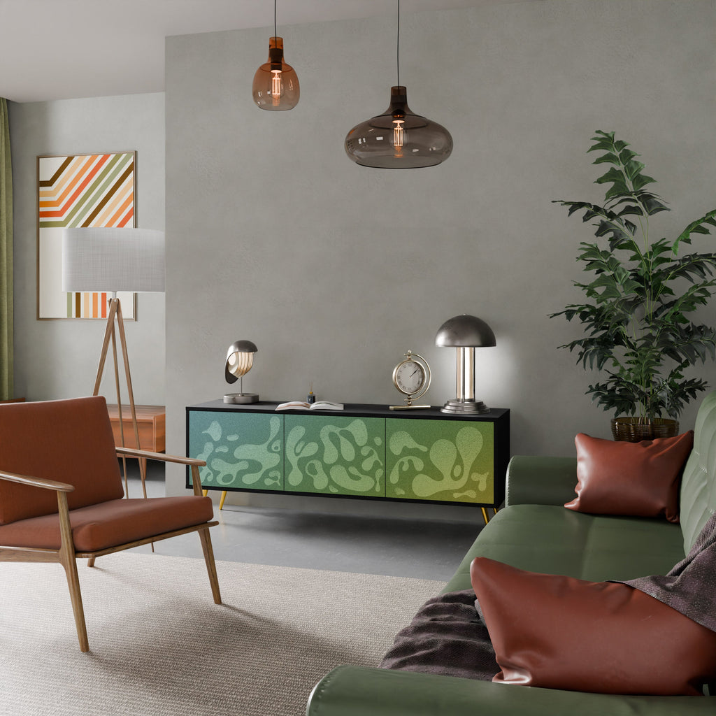 IRREGULAR BLUE TV-Lowboard mit 3 Türen in Schwarz