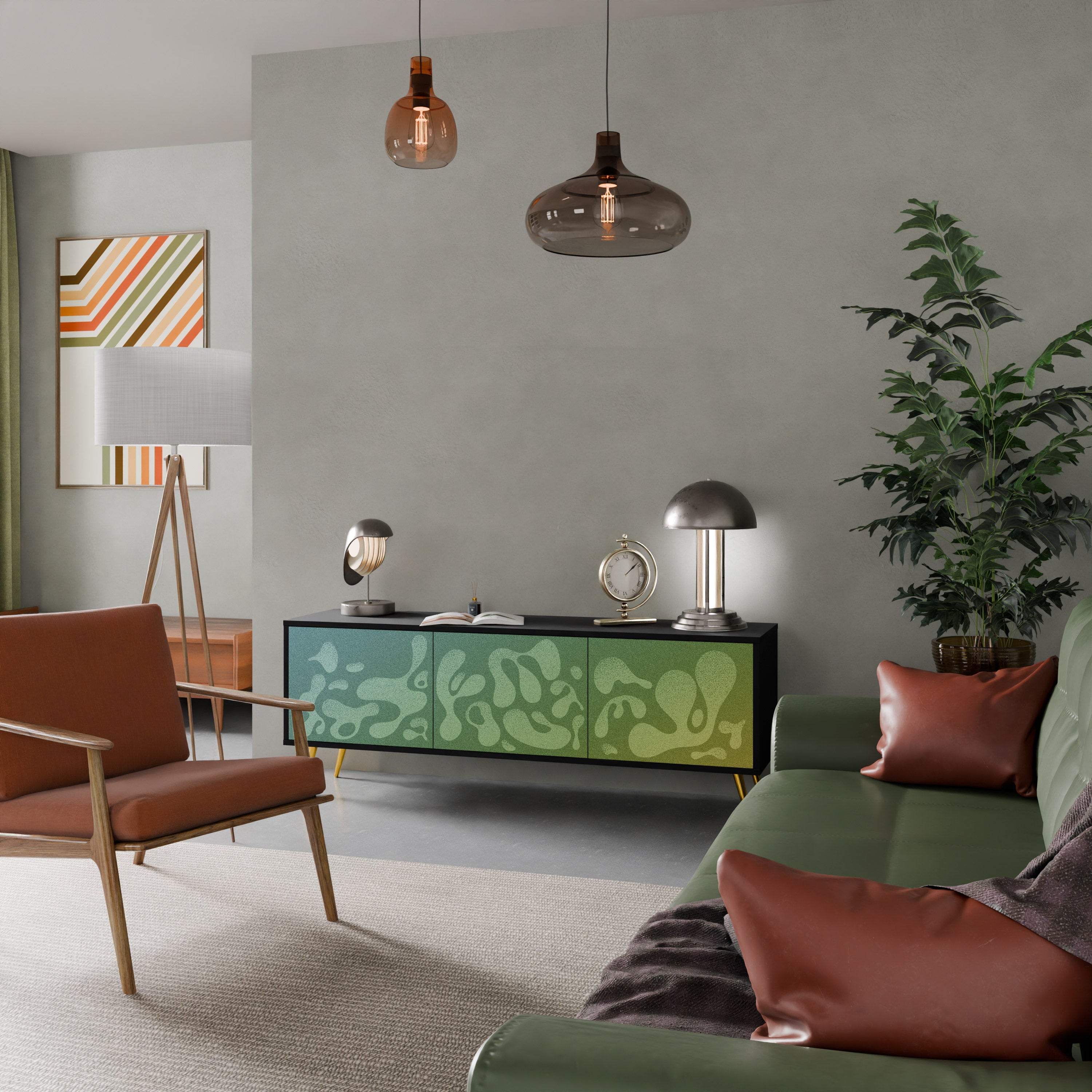 IRREGULAR BLUE TV-Lowboard mit 3 Türen in Schwarz