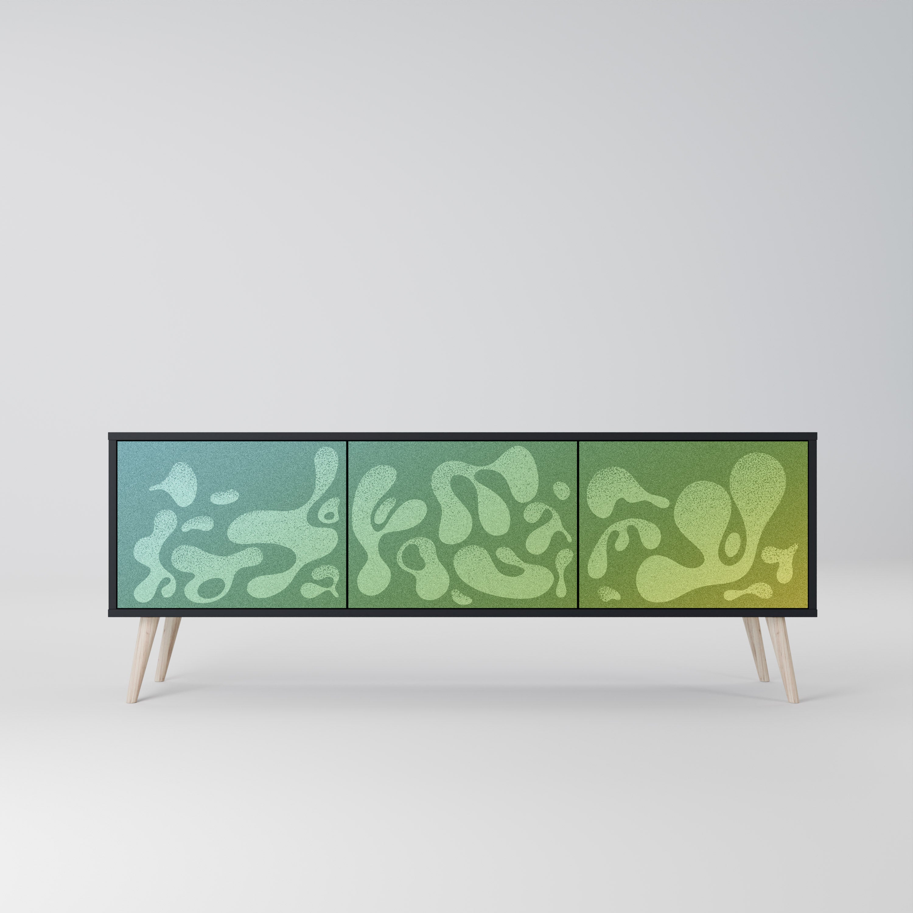 IRREGULAR BLUE TV-Lowboard mit 3 Türen in Schwarz