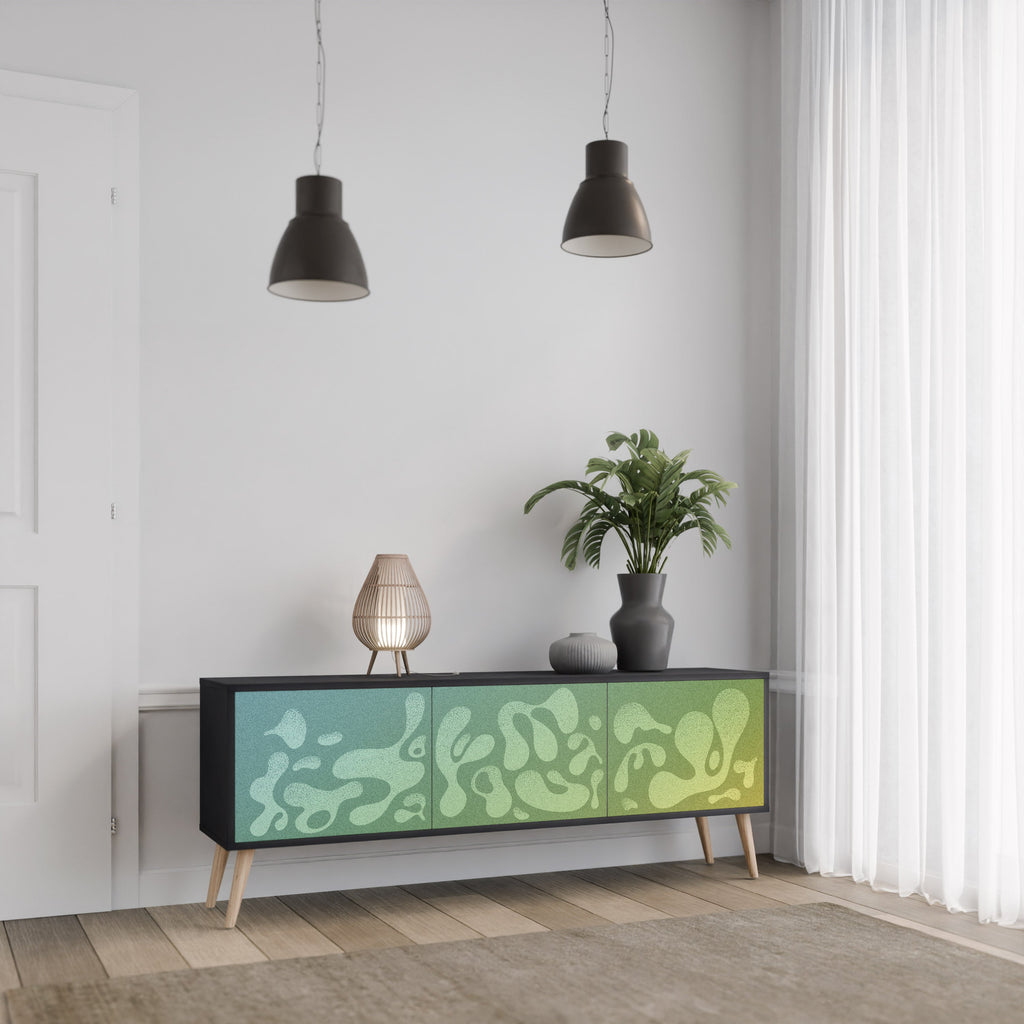 IRREGULAR BLUE TV-Lowboard mit 3 Türen in Schwarz