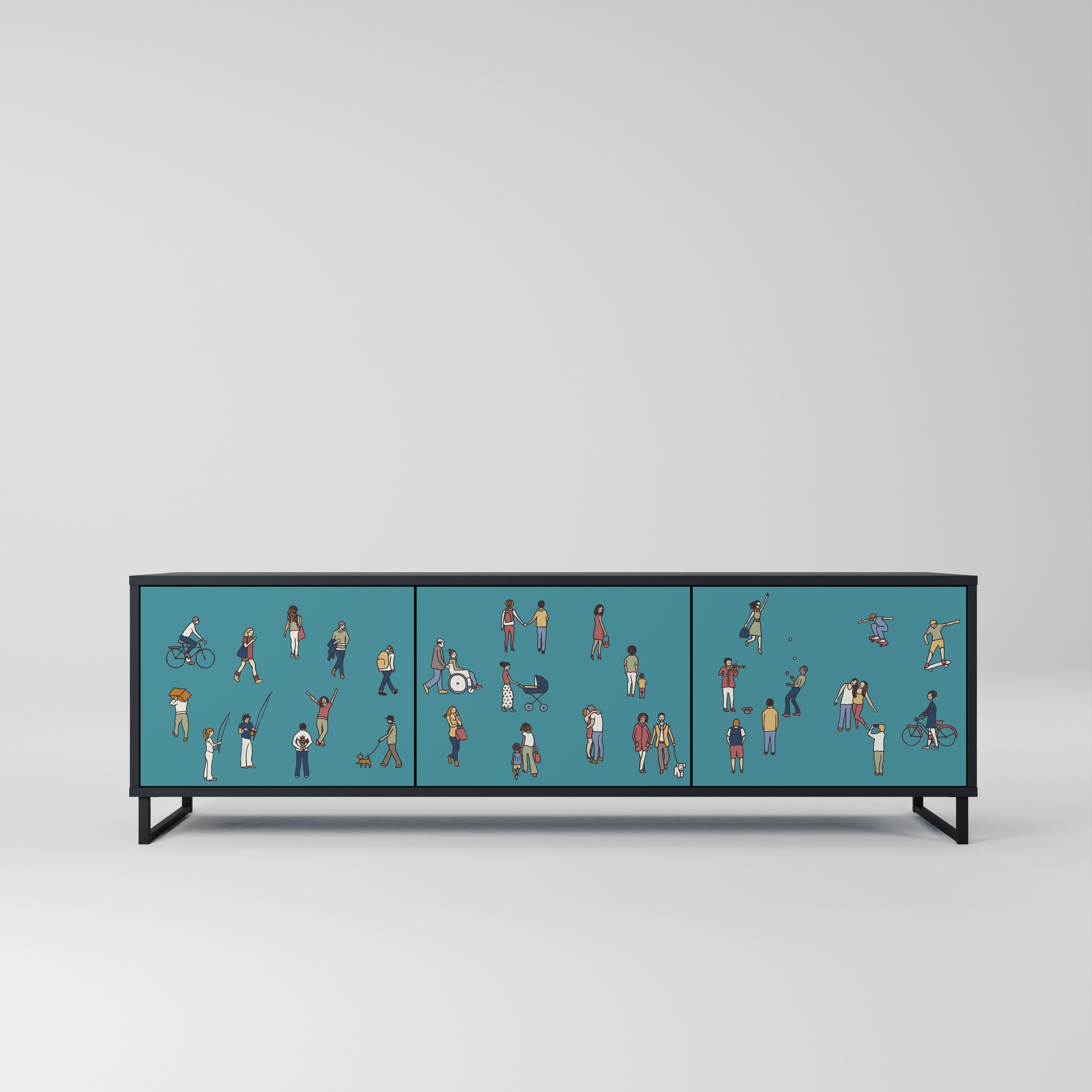 COLLECTIVE STREAM TV-Lowboard mit 3 Türen in Schwarz