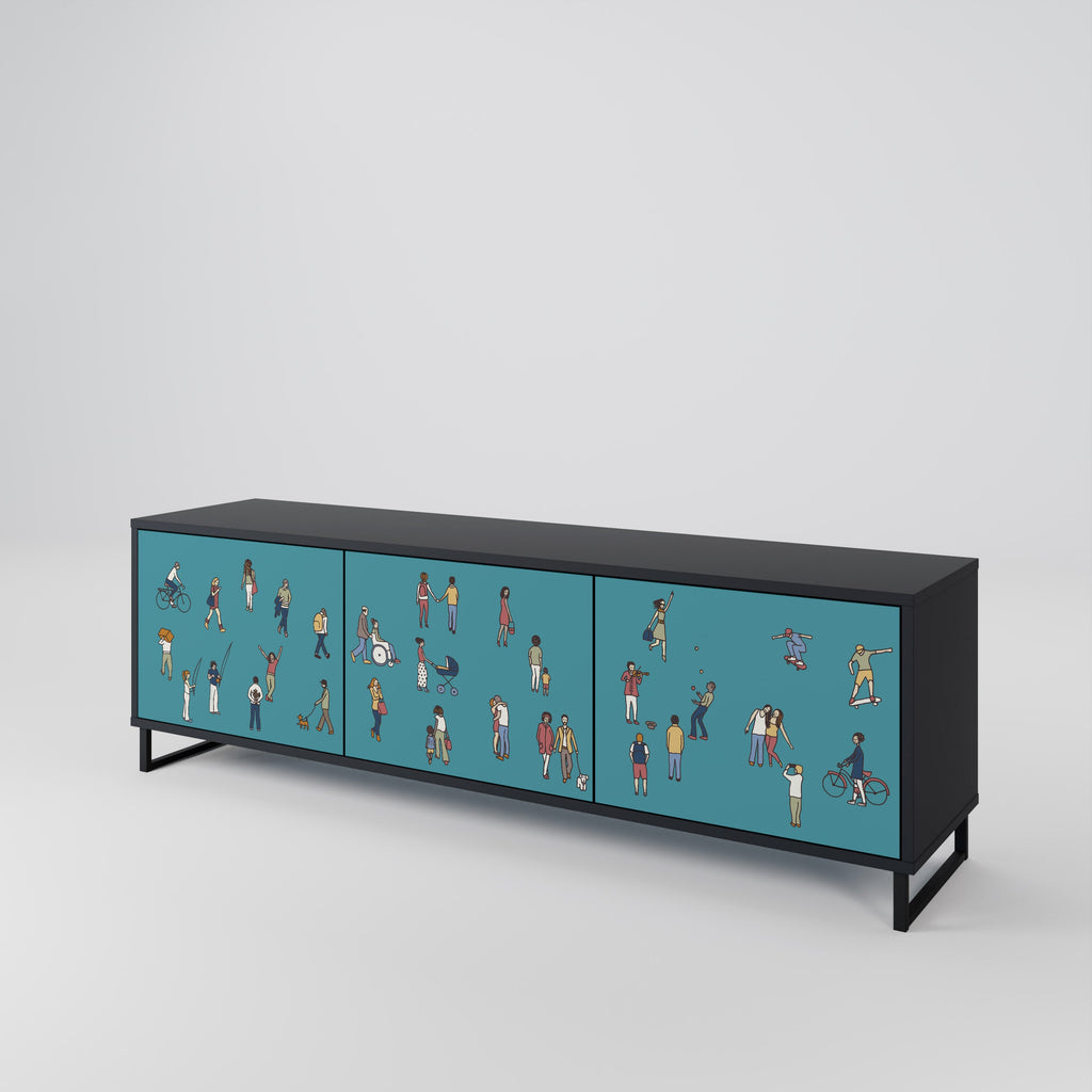 COLLECTIVE STREAM TV-Lowboard mit 3 Türen in Schwarz