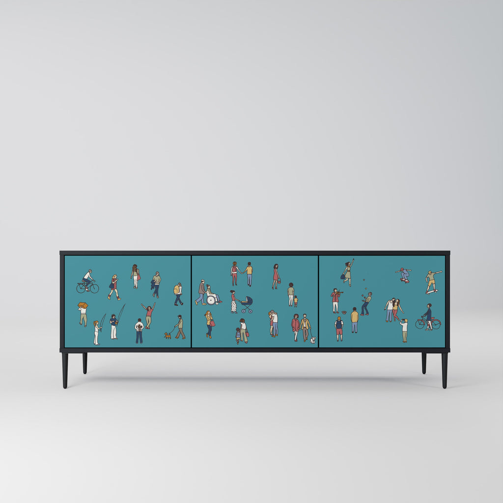 COLLECTIVE STREAM TV-Lowboard mit 3 Türen in Schwarz