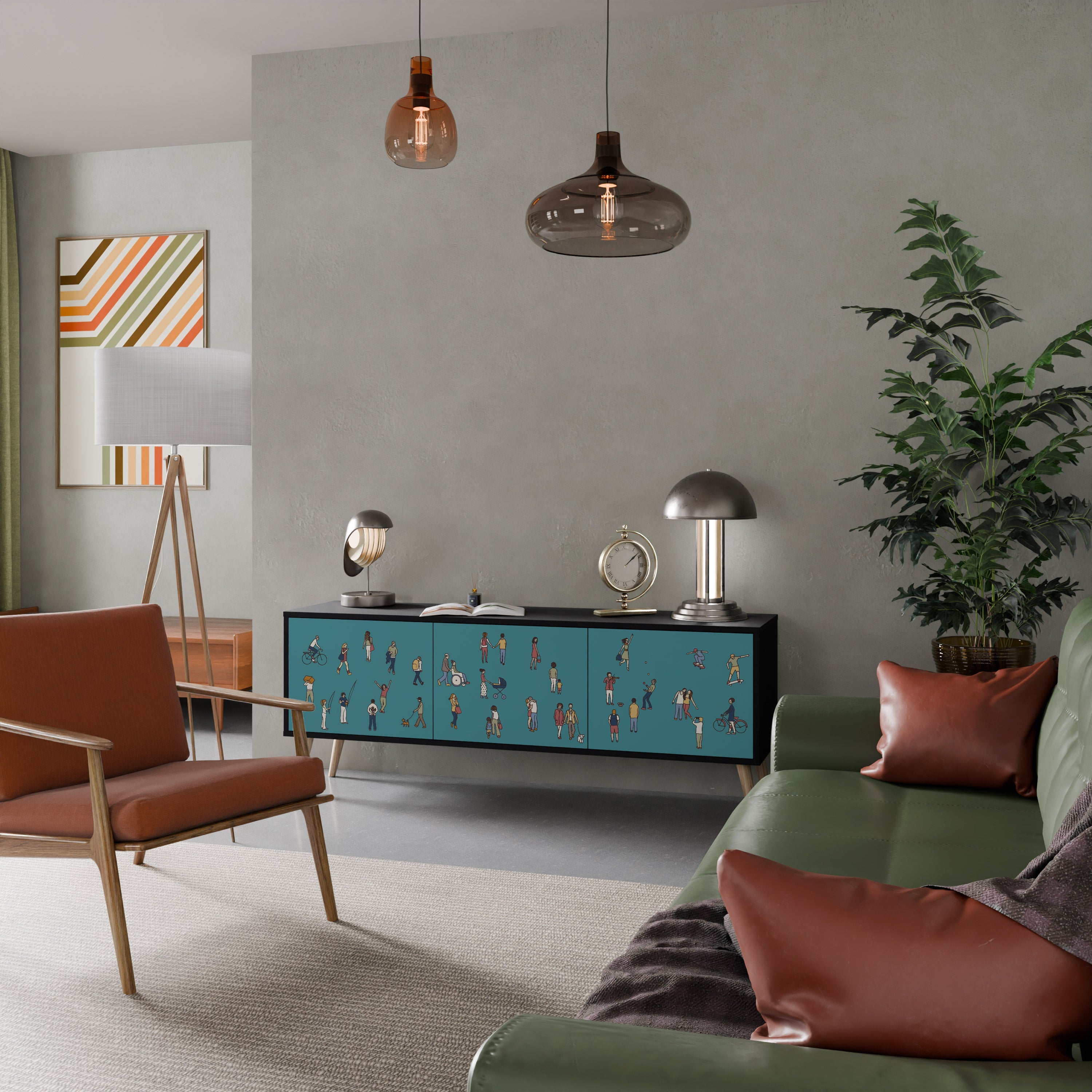 COLLECTIVE STREAM TV-Lowboard mit 3 Türen in Schwarz