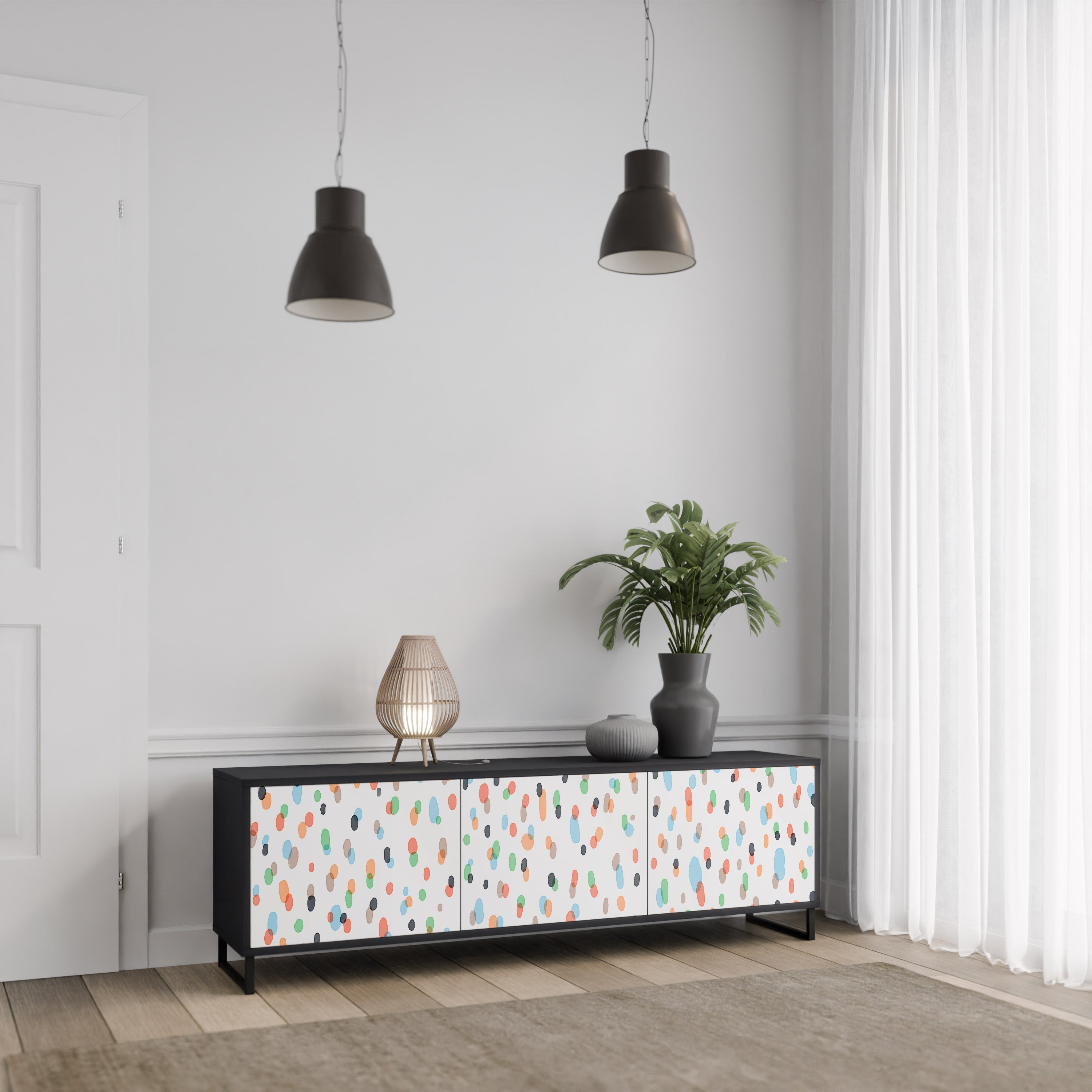 ENERGETIC SPOTS TV-Lowboard mit 3 Türen in Schwarz