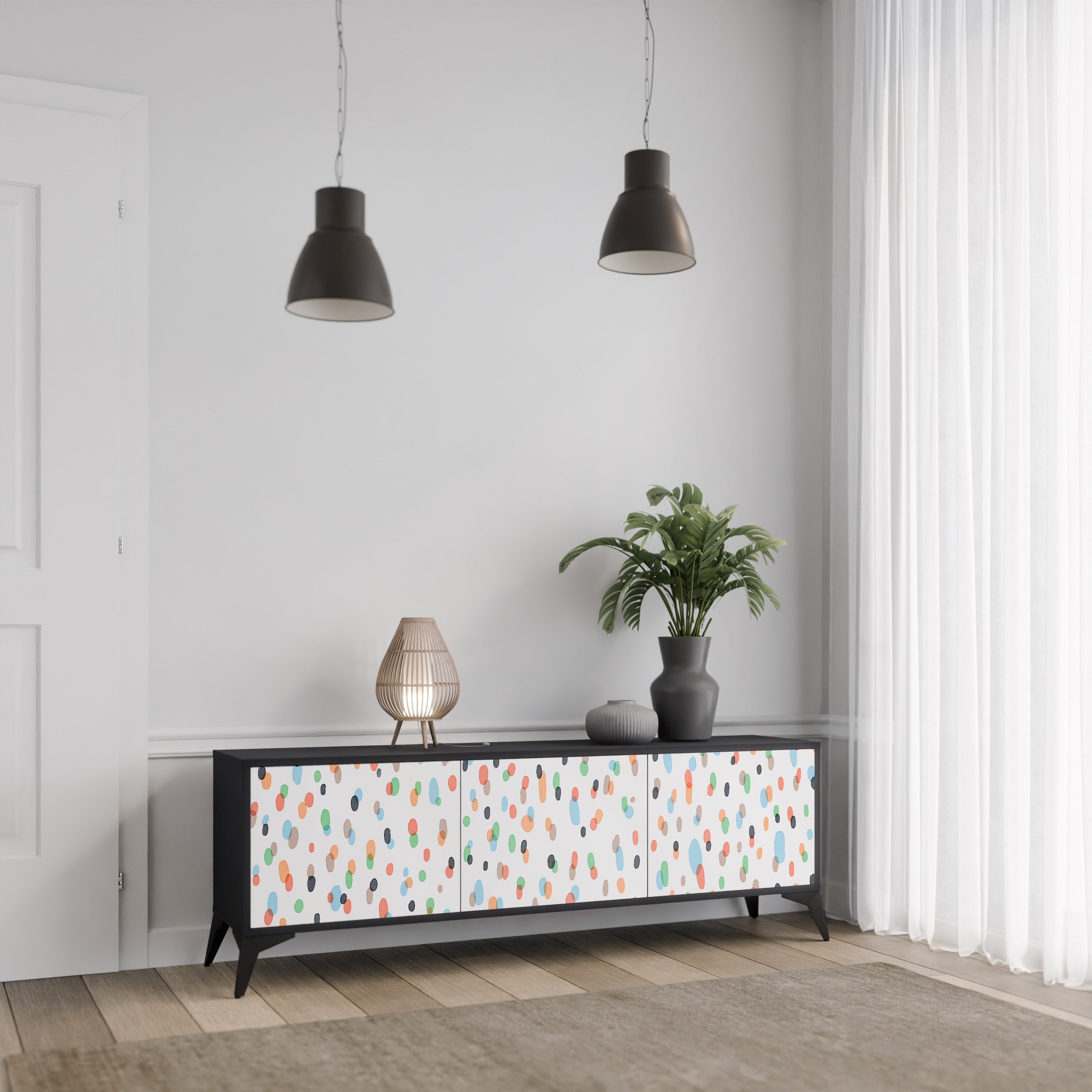 ENERGETIC SPOTS TV-Lowboard mit 3 Türen in Schwarz