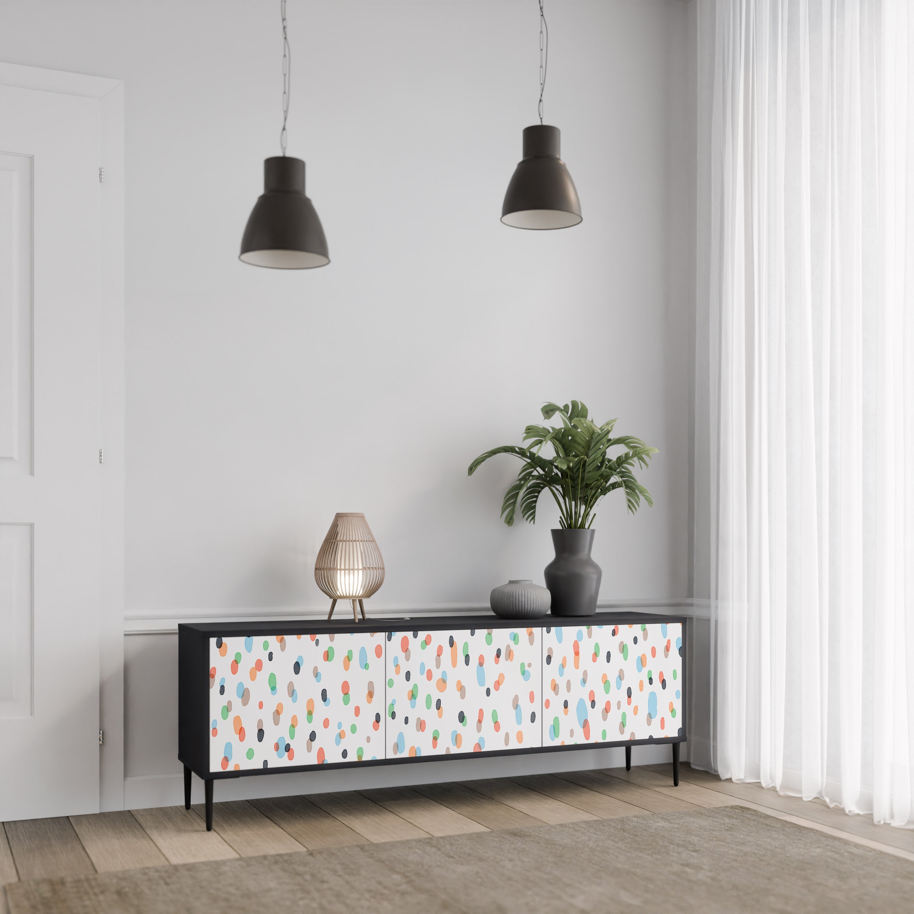 ENERGETIC SPOTS TV-Lowboard mit 3 Türen in Schwarz