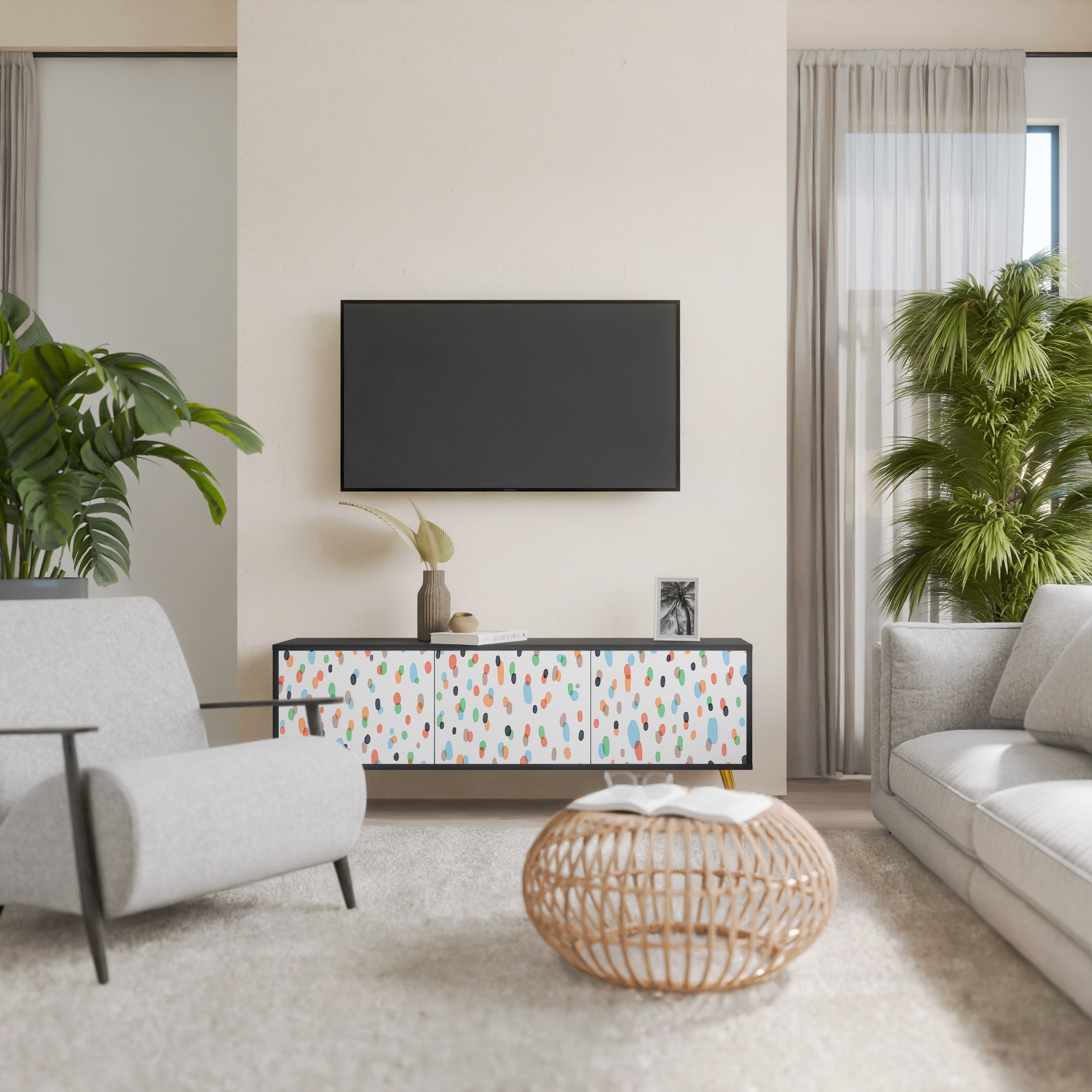 ENERGETIC SPOTS TV-Lowboard mit 3 Türen in Schwarz