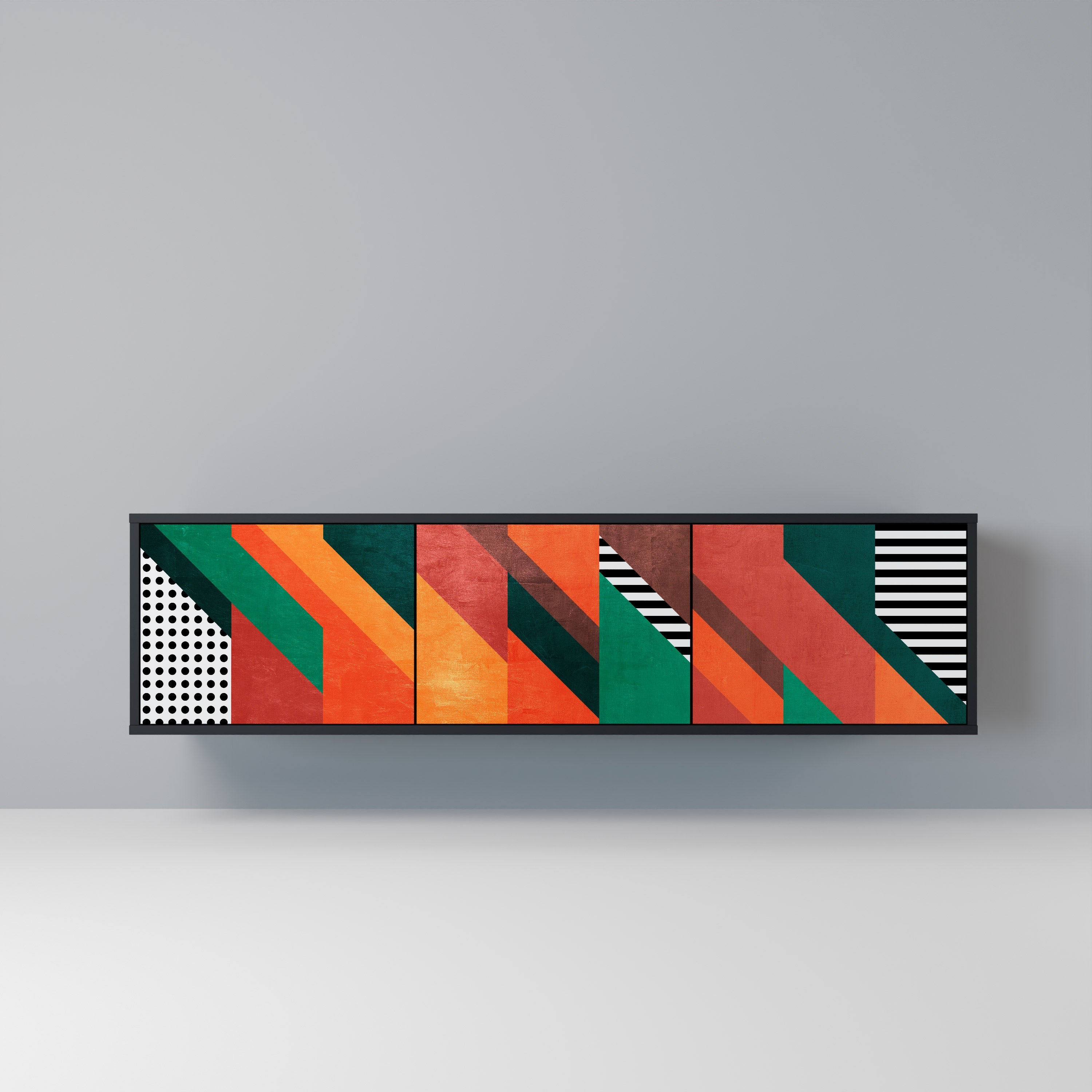 MAKESHIFT ARTISTRY TV-Lowboard mit 3 Türen in Schwarz