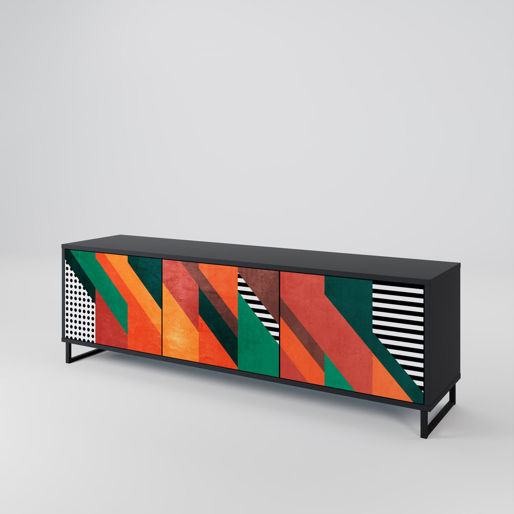 MAKESHIFT ARTISTRY TV-Lowboard mit 3 Türen in Schwarz