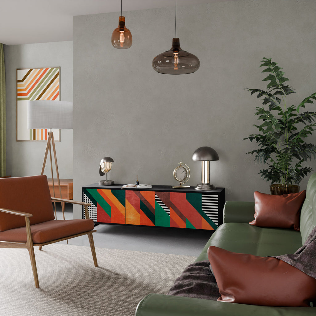 MAKESHIFT ARTISTRY TV-Lowboard mit 3 Türen in Schwarz