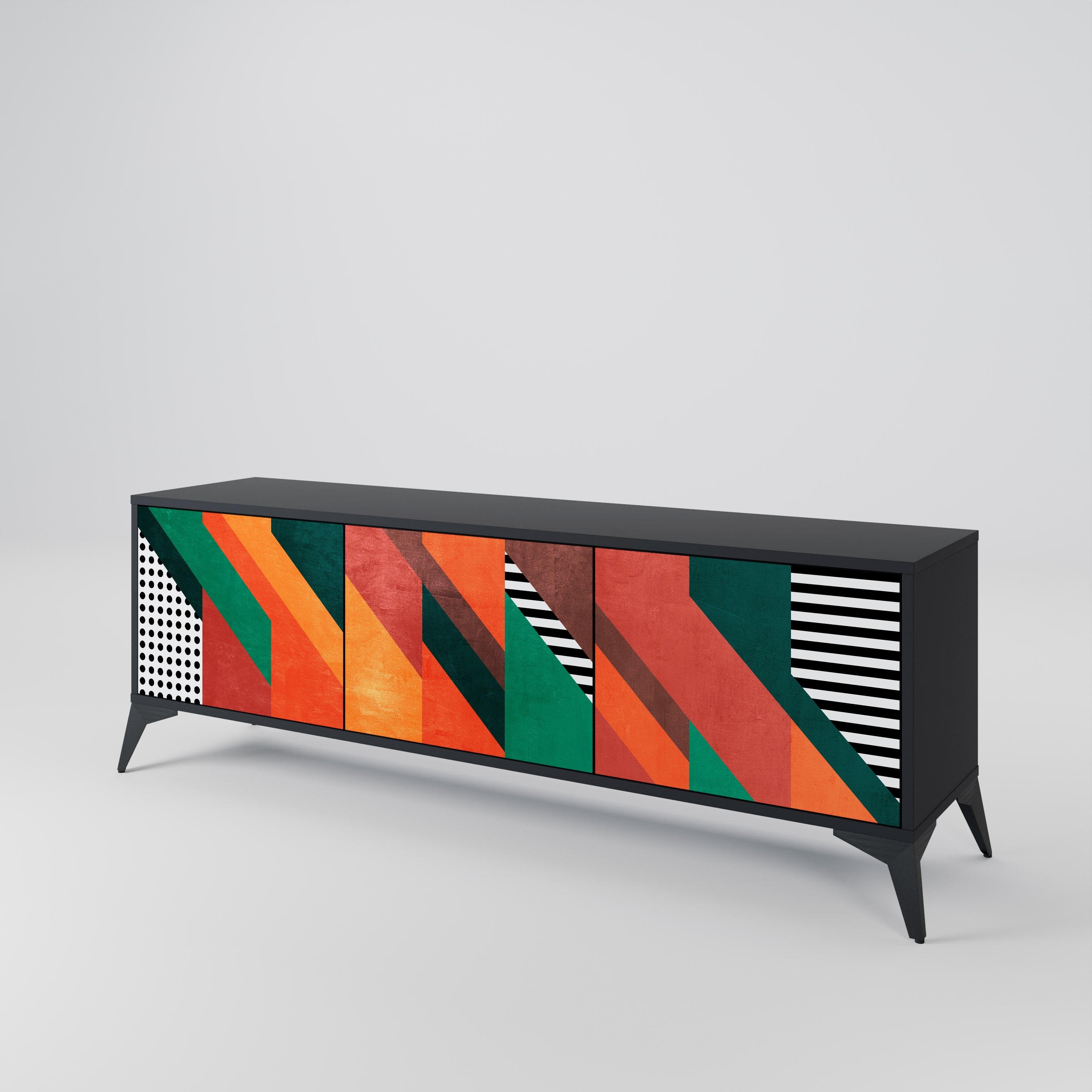 MAKESHIFT ARTISTRY TV-Lowboard mit 3 Türen in Schwarz