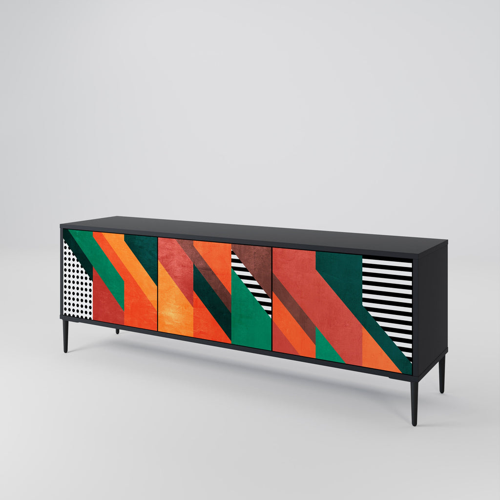 MAKESHIFT ARTISTRY TV-Lowboard mit 3 Türen in Schwarz
