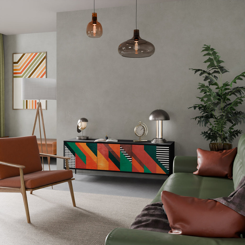 MAKESHIFT ARTISTRY TV-Lowboard mit 3 Türen in Schwarz