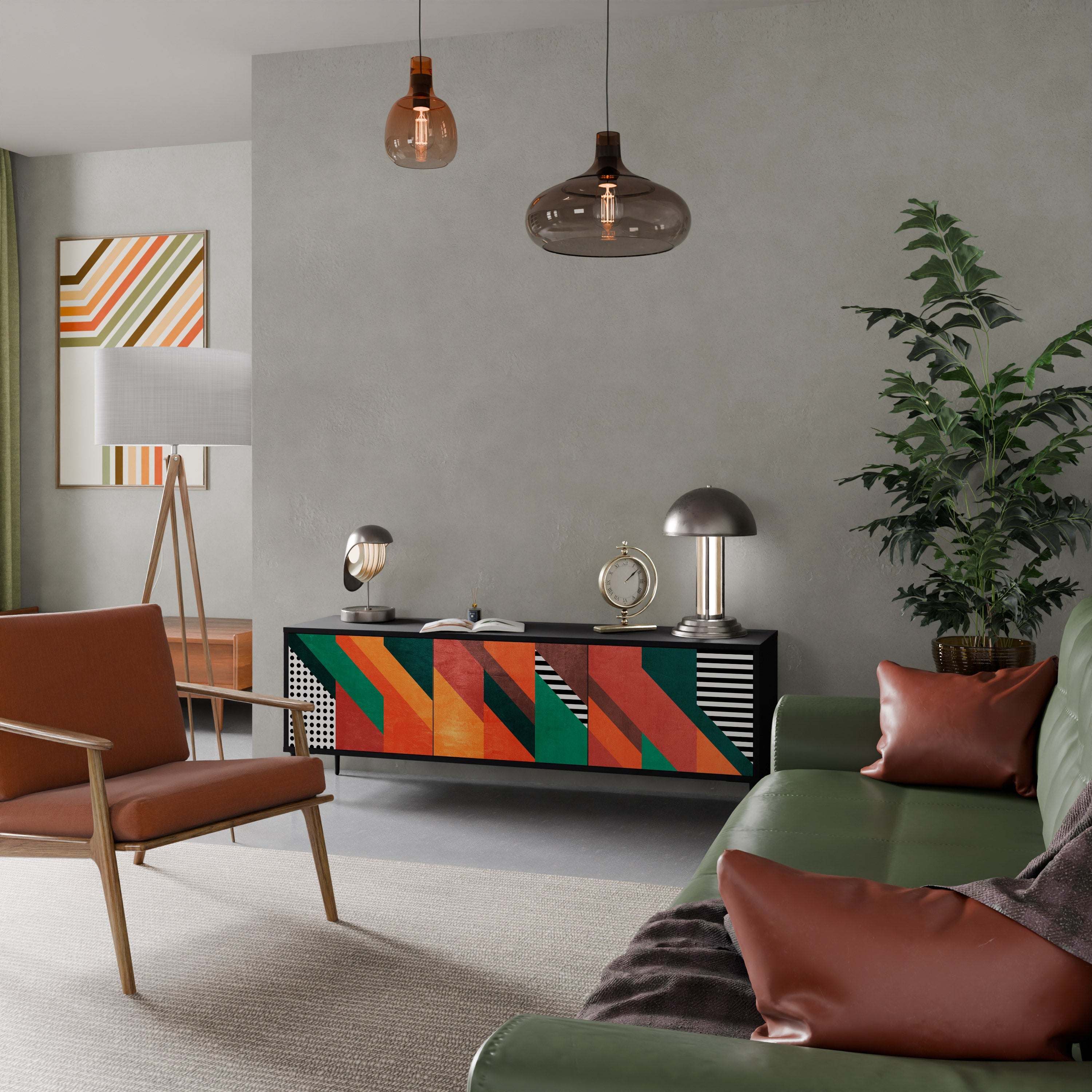 MAKESHIFT ARTISTRY TV-Lowboard mit 3 Türen in Schwarz