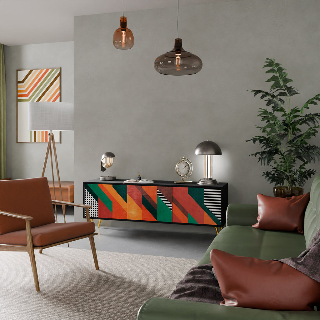 MAKESHIFT ARTISTRY TV-Lowboard mit 3 Türen in Schwarz