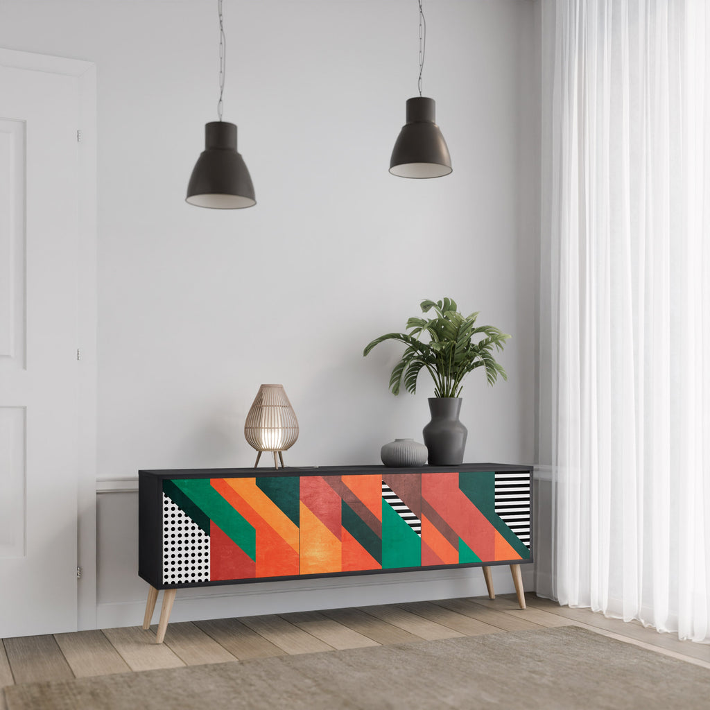 MAKESHIFT ARTISTRY TV-Lowboard mit 3 Türen in Schwarz