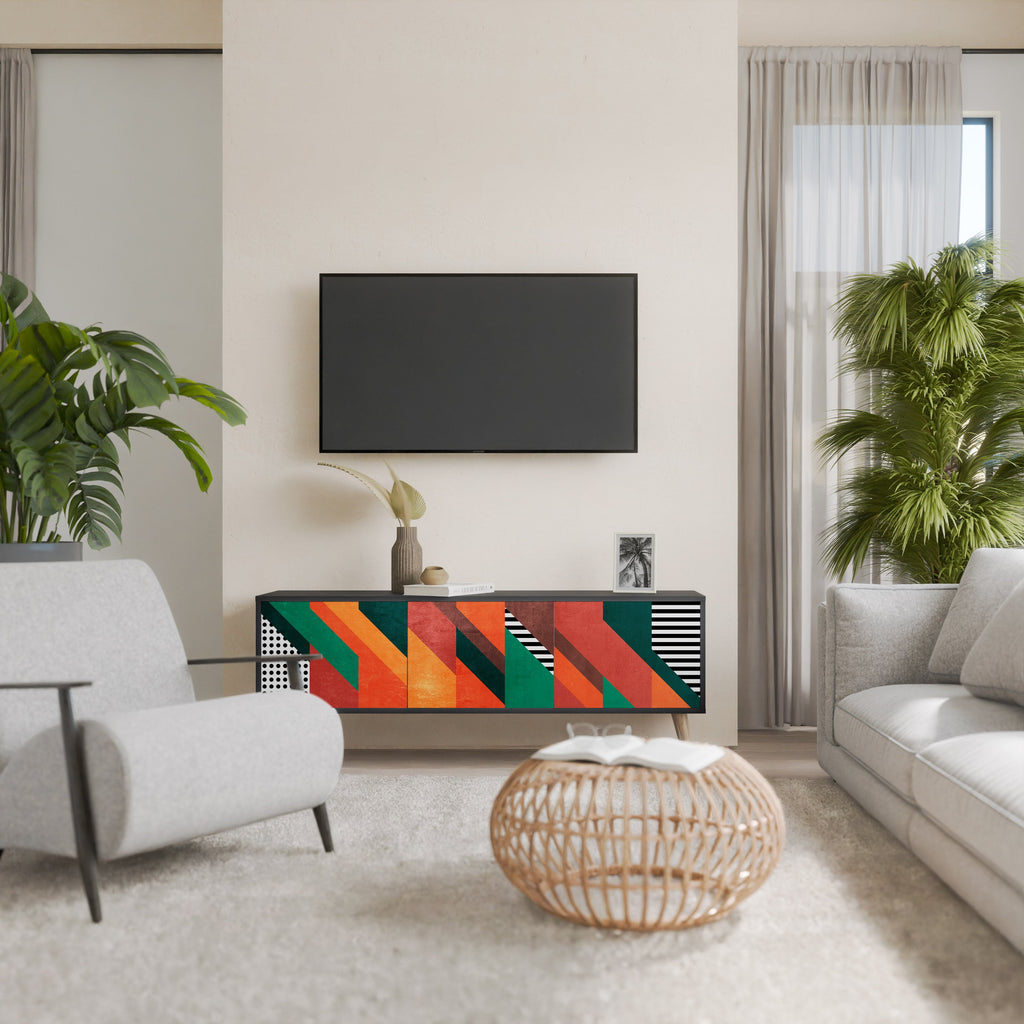 MAKESHIFT ARTISTRY TV-Lowboard mit 3 Türen in Schwarz