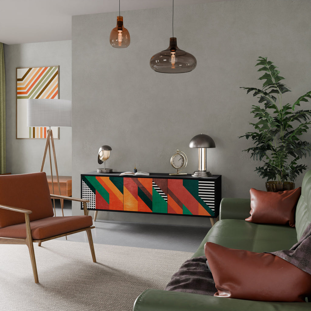 MAKESHIFT ARTISTRY TV-Lowboard mit 3 Türen in Schwarz