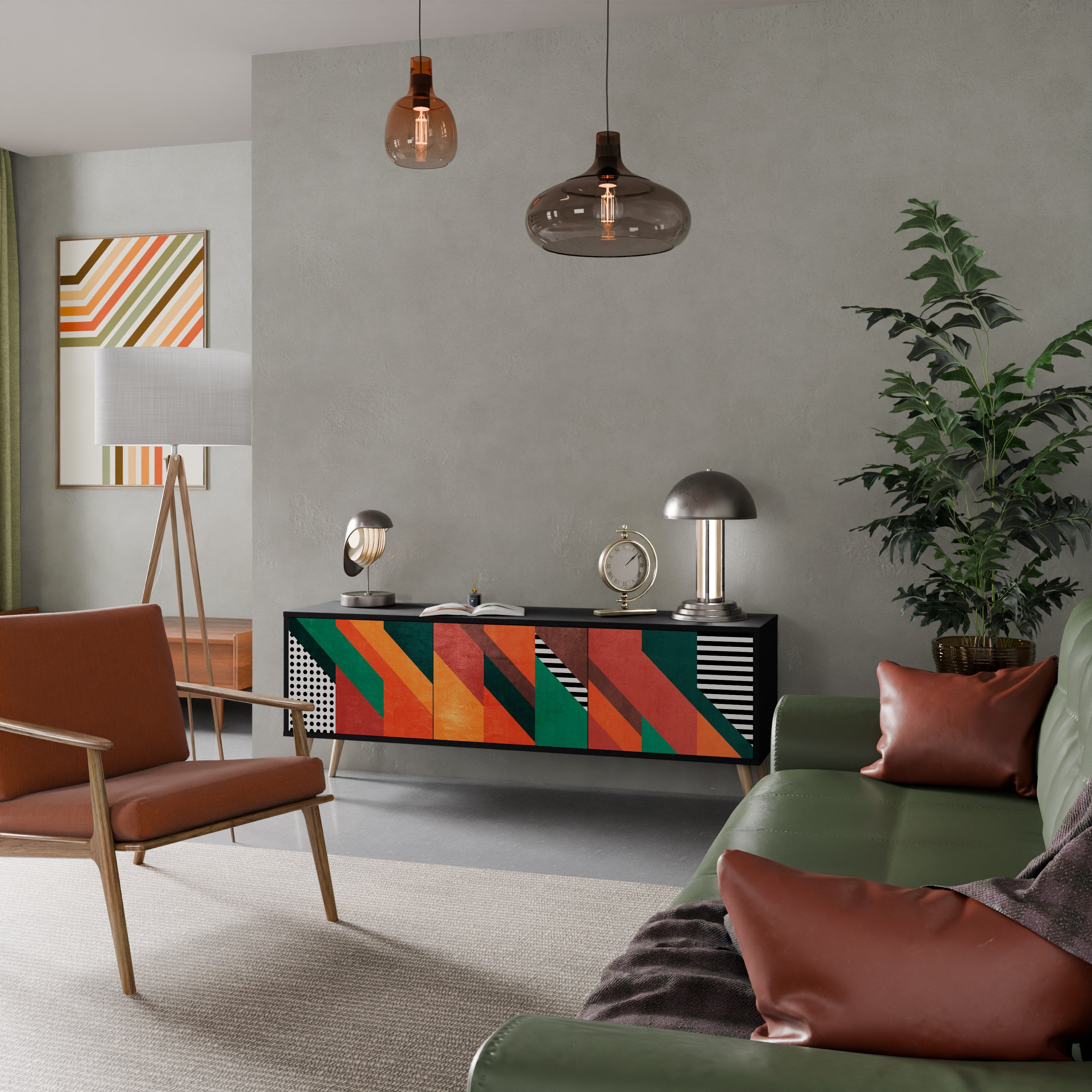 MAKESHIFT ARTISTRY TV-Lowboard mit 3 Türen in Schwarz