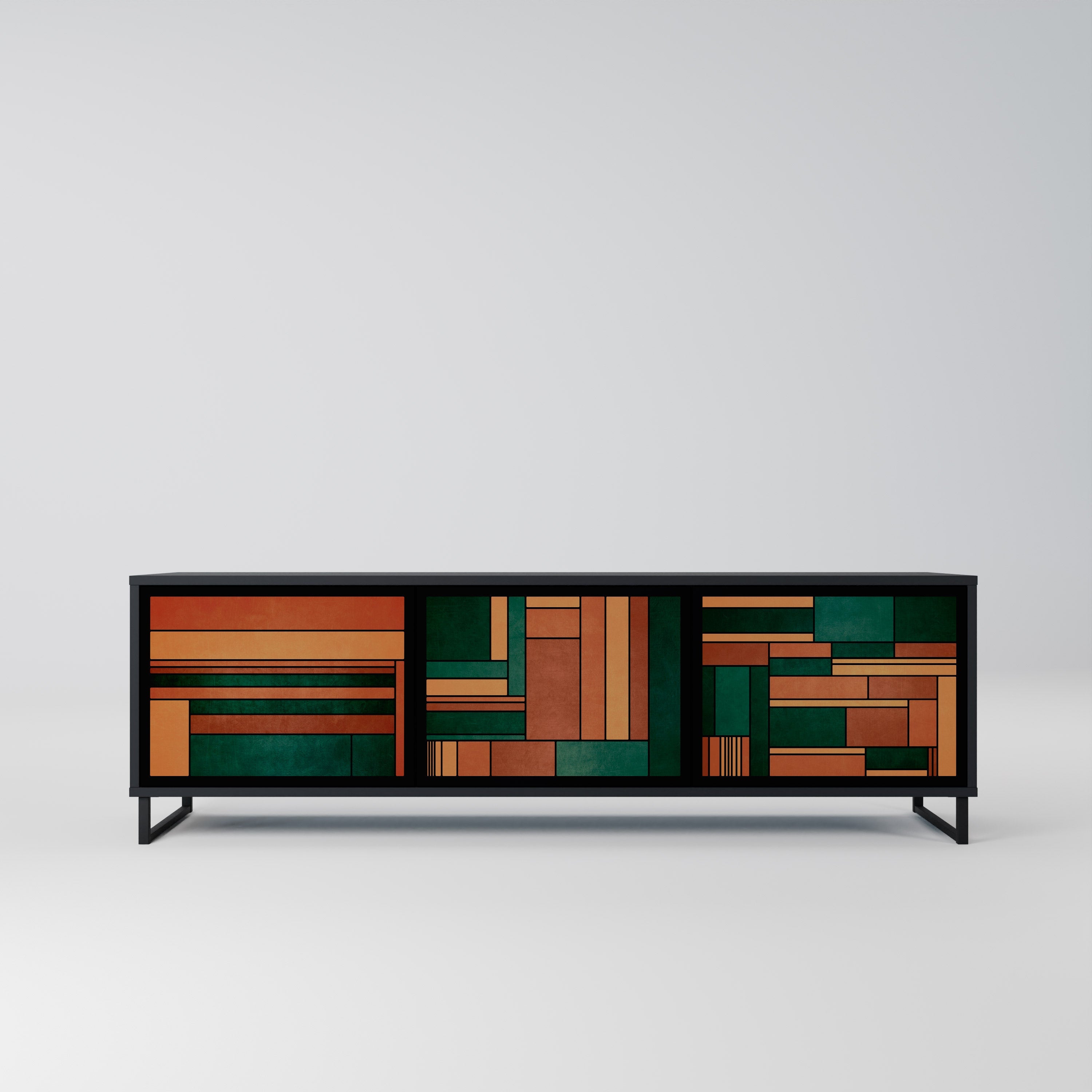 EARTHY FIGURES TV-Lowboard mit 3 Türen in Schwarz