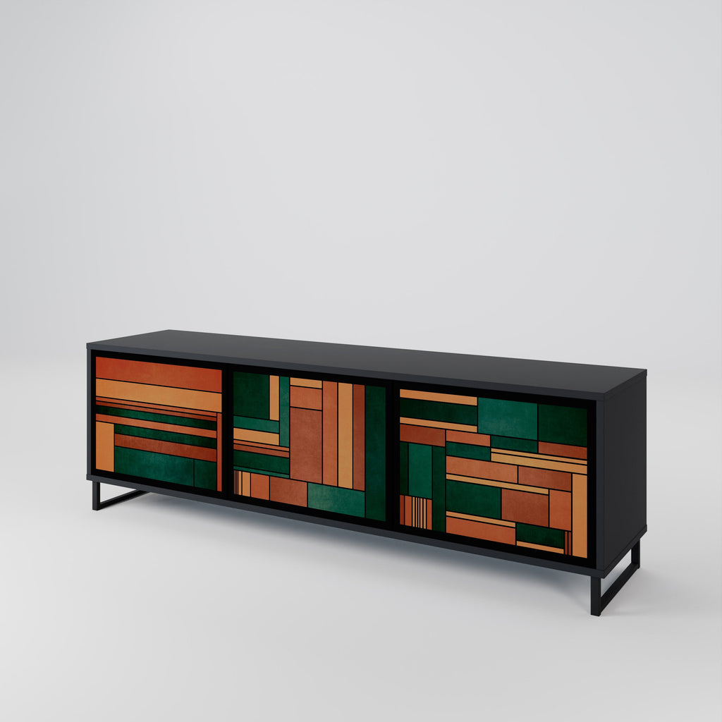 EARTHY FIGURES TV-Lowboard mit 3 Türen in Schwarz