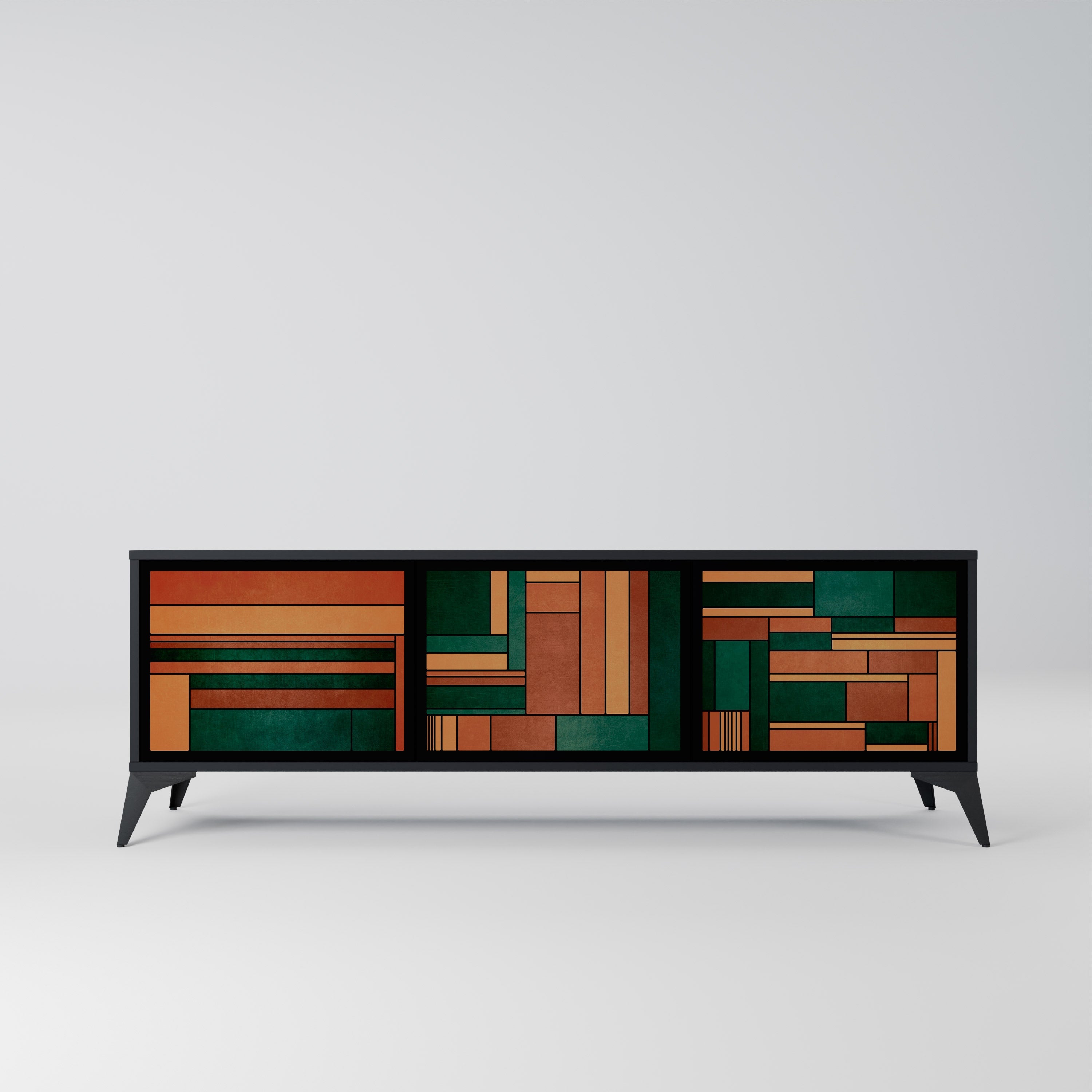 EARTHY FIGURES TV-Lowboard mit 3 Türen in Schwarz