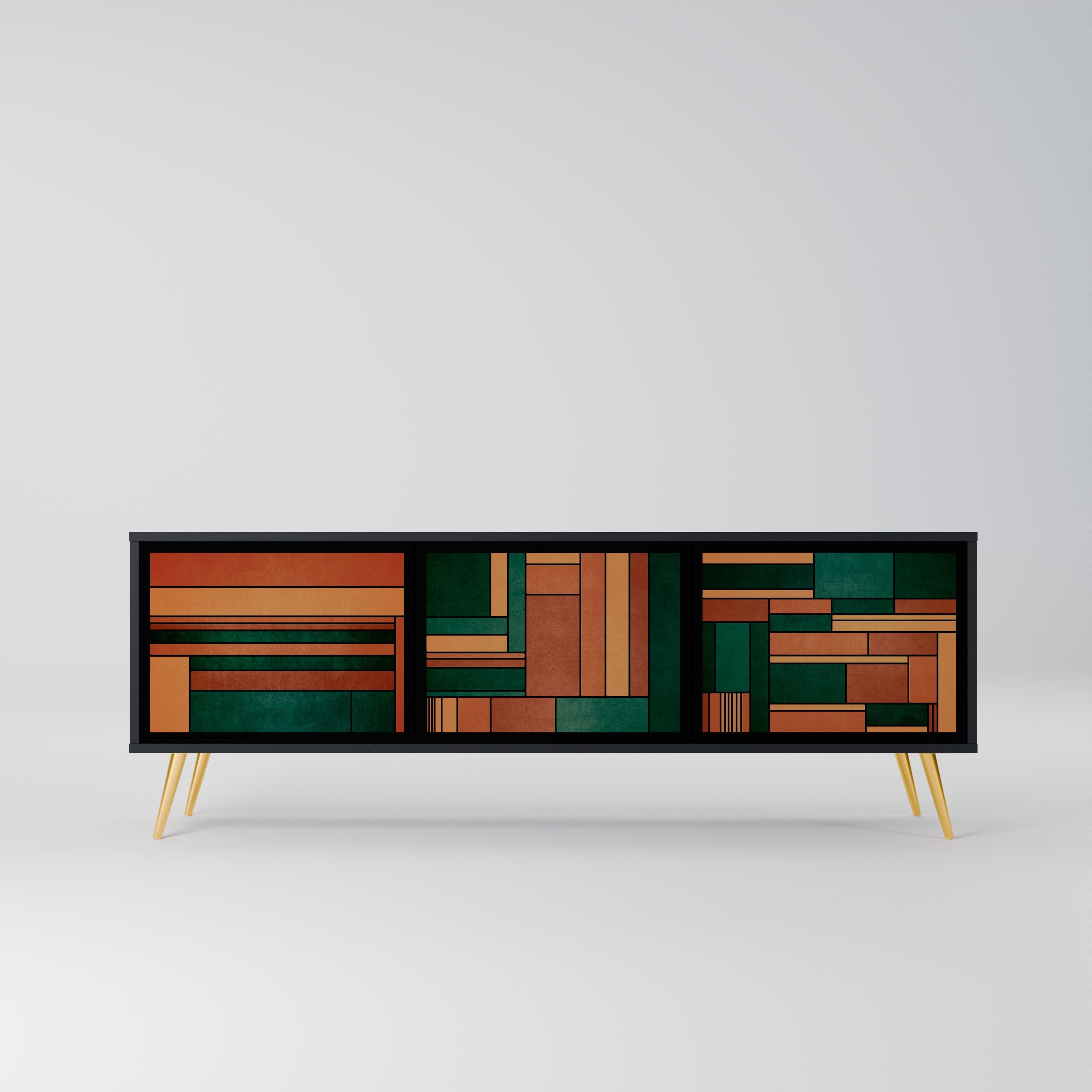 EARTHY FIGURES TV-Lowboard mit 3 Türen in Schwarz