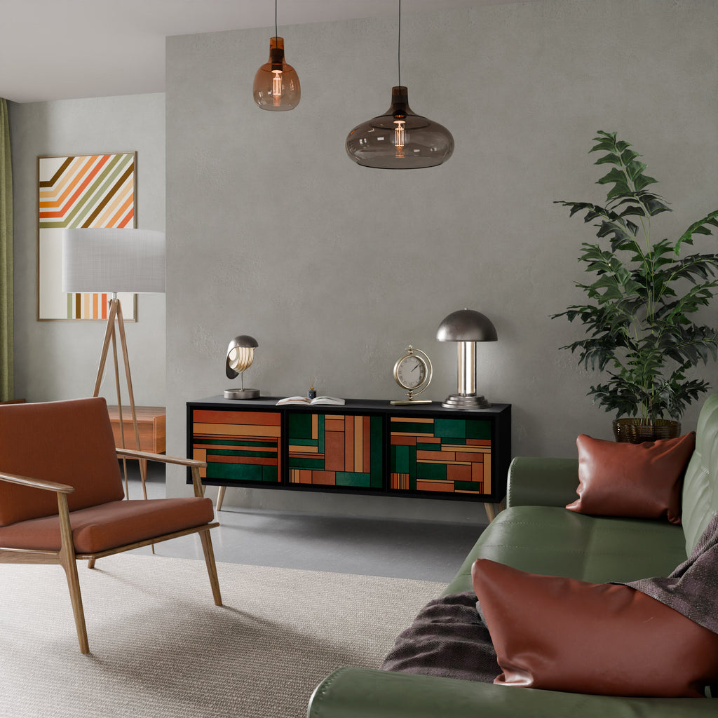 EARTHY FIGURES TV-Lowboard mit 3 Türen in Schwarz